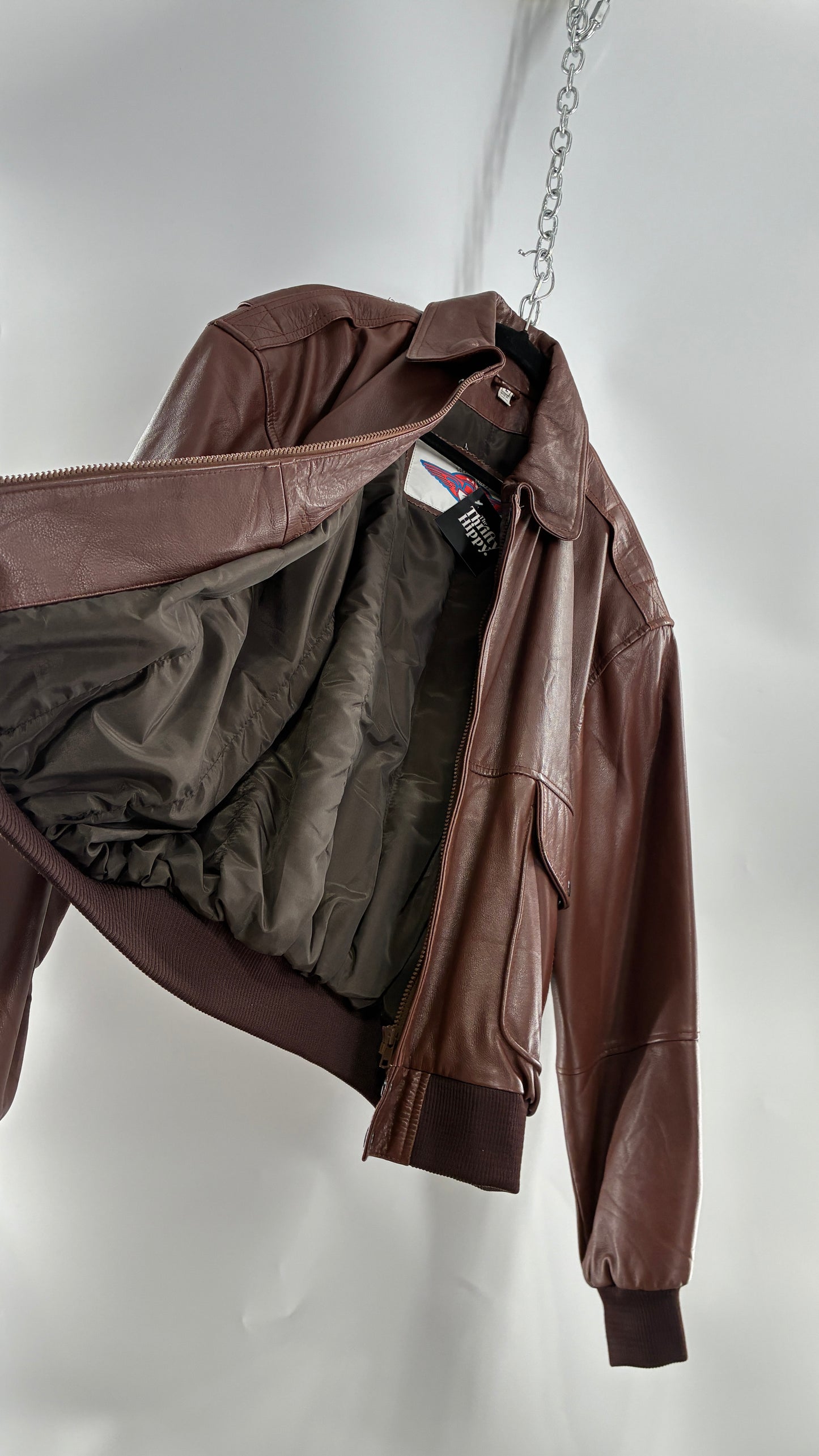Vintage SUPER FORTRESS B2 Brown Leather Bomber Jacket (Large)