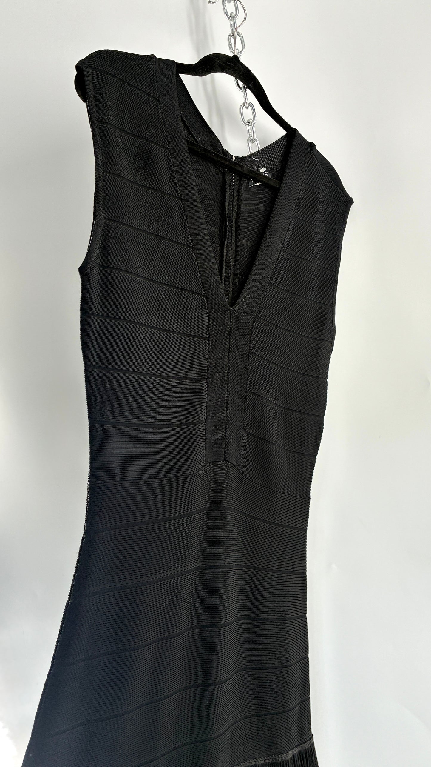Vintage VENUS Black Bandage Mini Dress with Triple Layer Fringe Hem (10)
