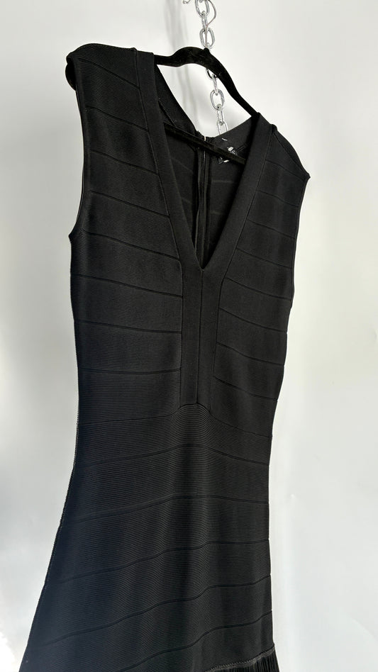 Vintage VENUS Black Bandage Mini Dress with Triple Layer Fringe Hem (10)