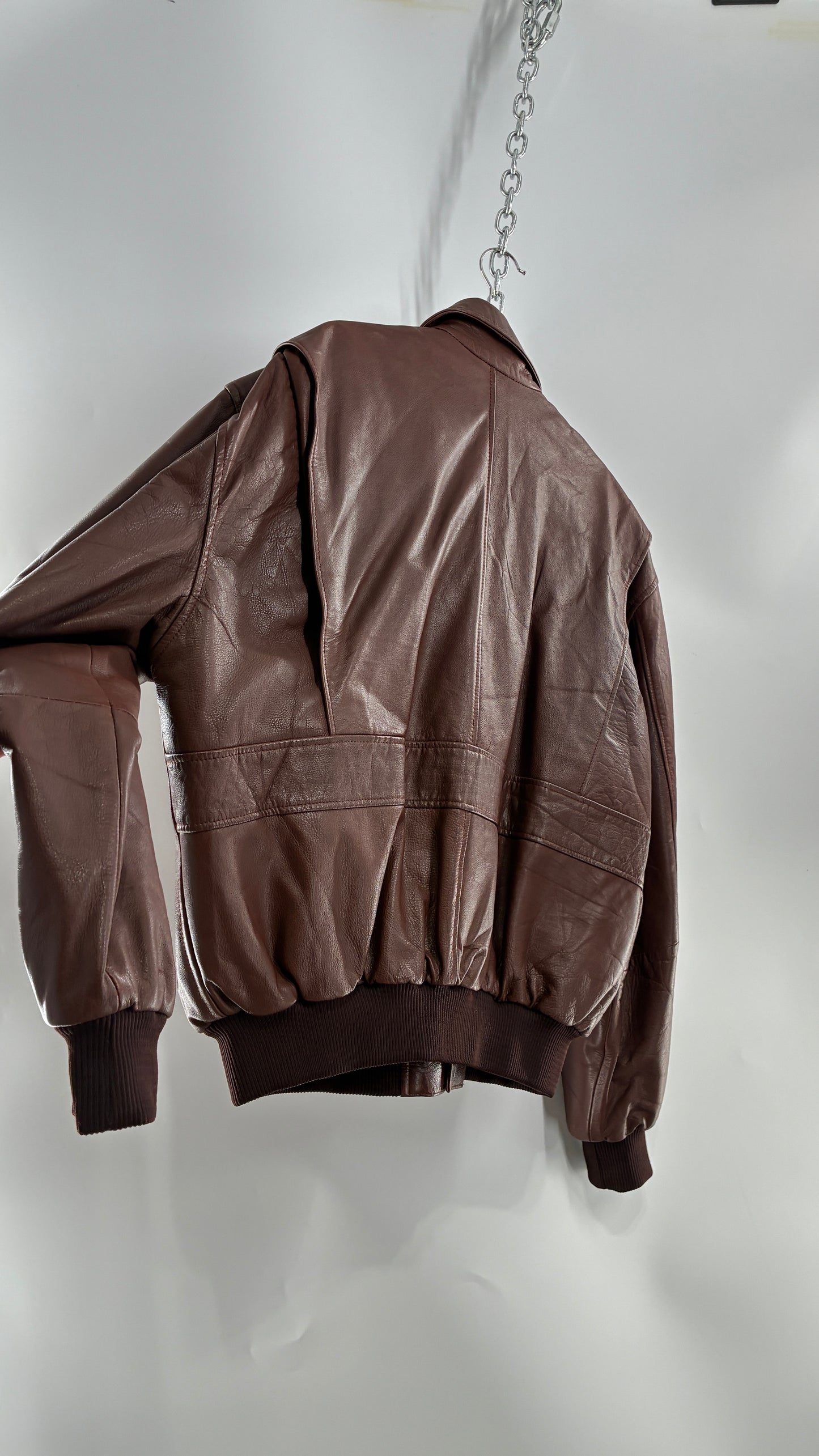 Vintage SUPER FORTRESS B2 Brown Leather Bomber Jacket (Large)