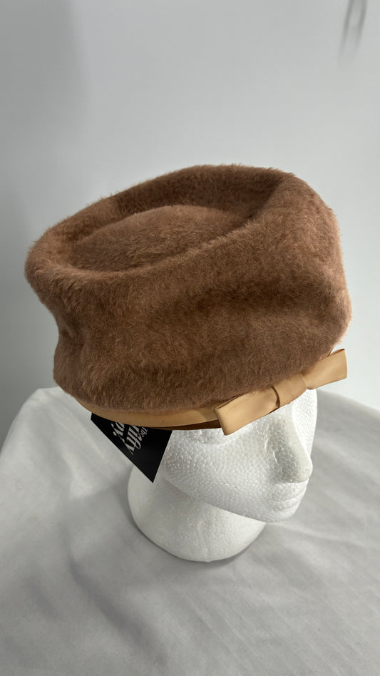 Vintage ROBBI LOU Brown Pillbox Hat