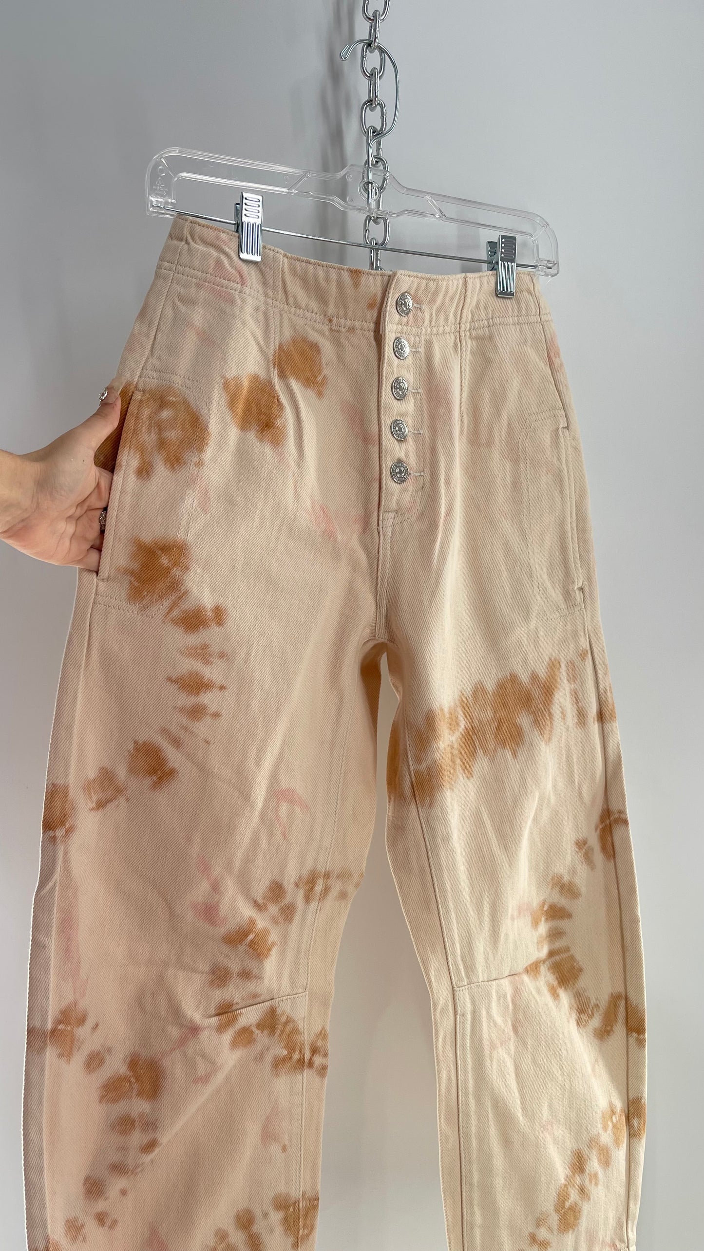 Free People Osaka Beige Carpenter Pant with Sunburst Tie Dye (24)