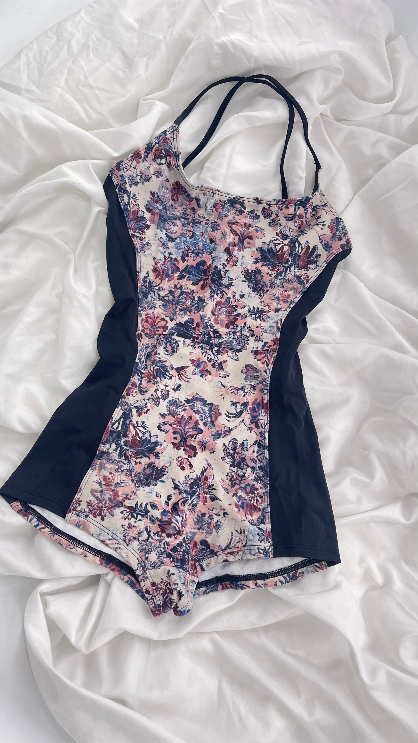 Free People Movement X Onzie Muted Florals and Black Swim Body Suit (S/M)