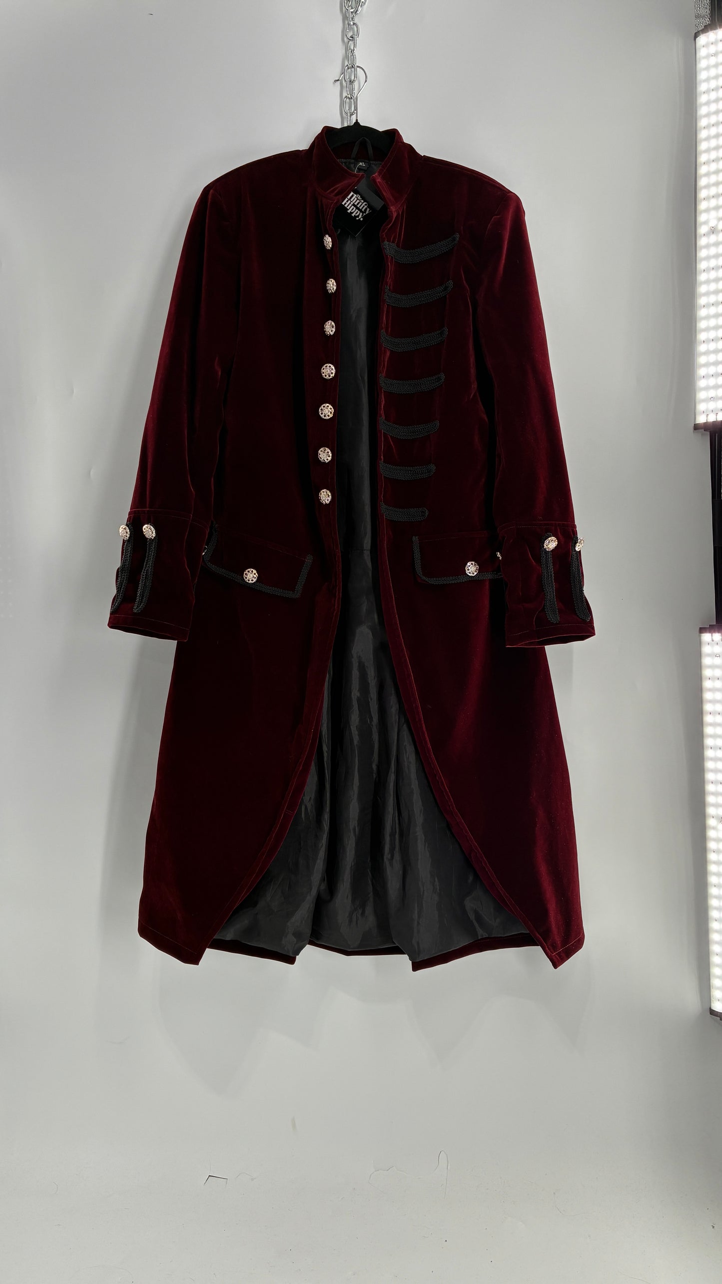 Velour Crimson Steampunk Drummer Coat (XL)
