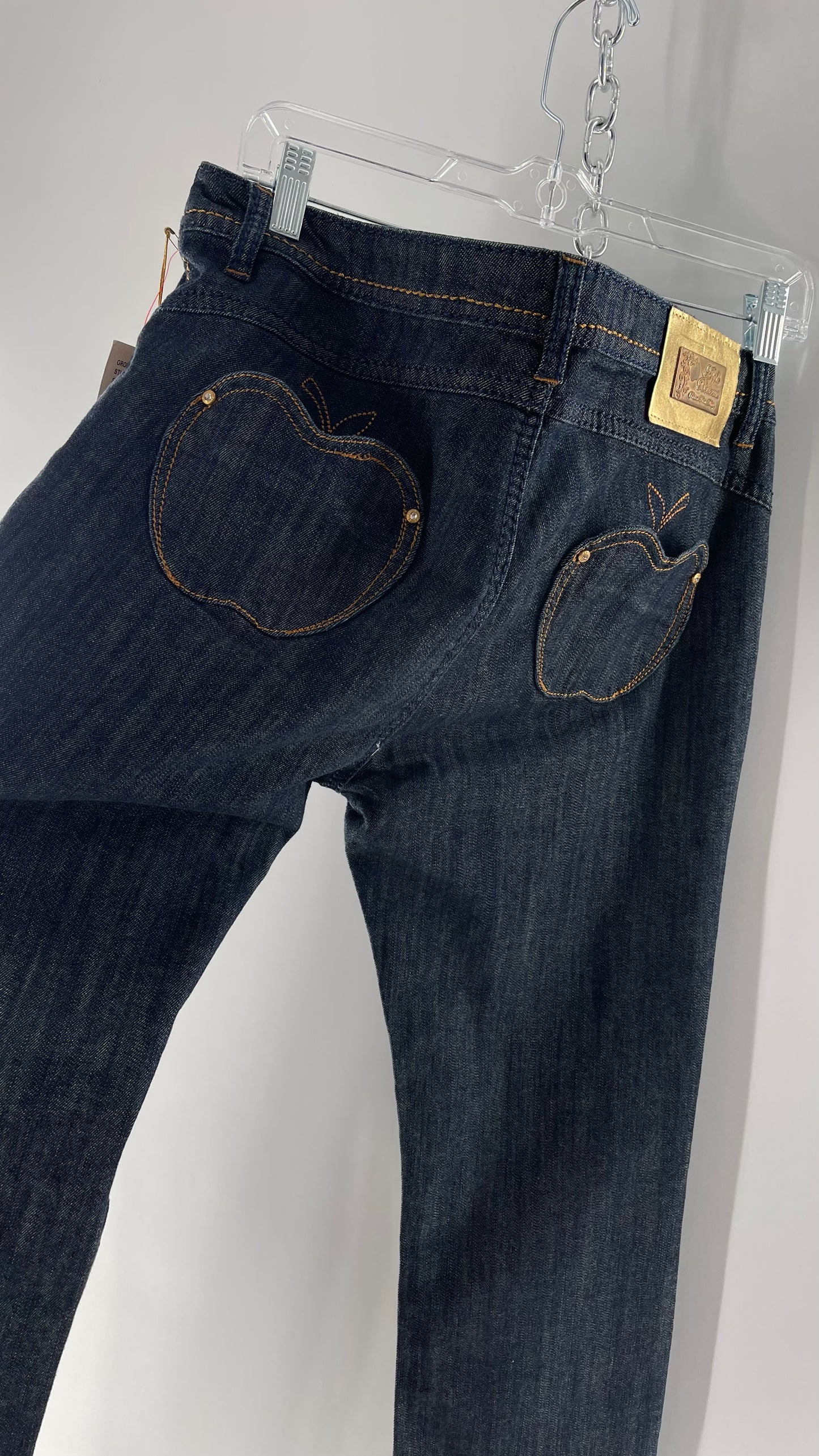 Deadstock Apple Bottom Jeans with  Gold Embossed Jacron and Apple Patch Pockets (13/14)