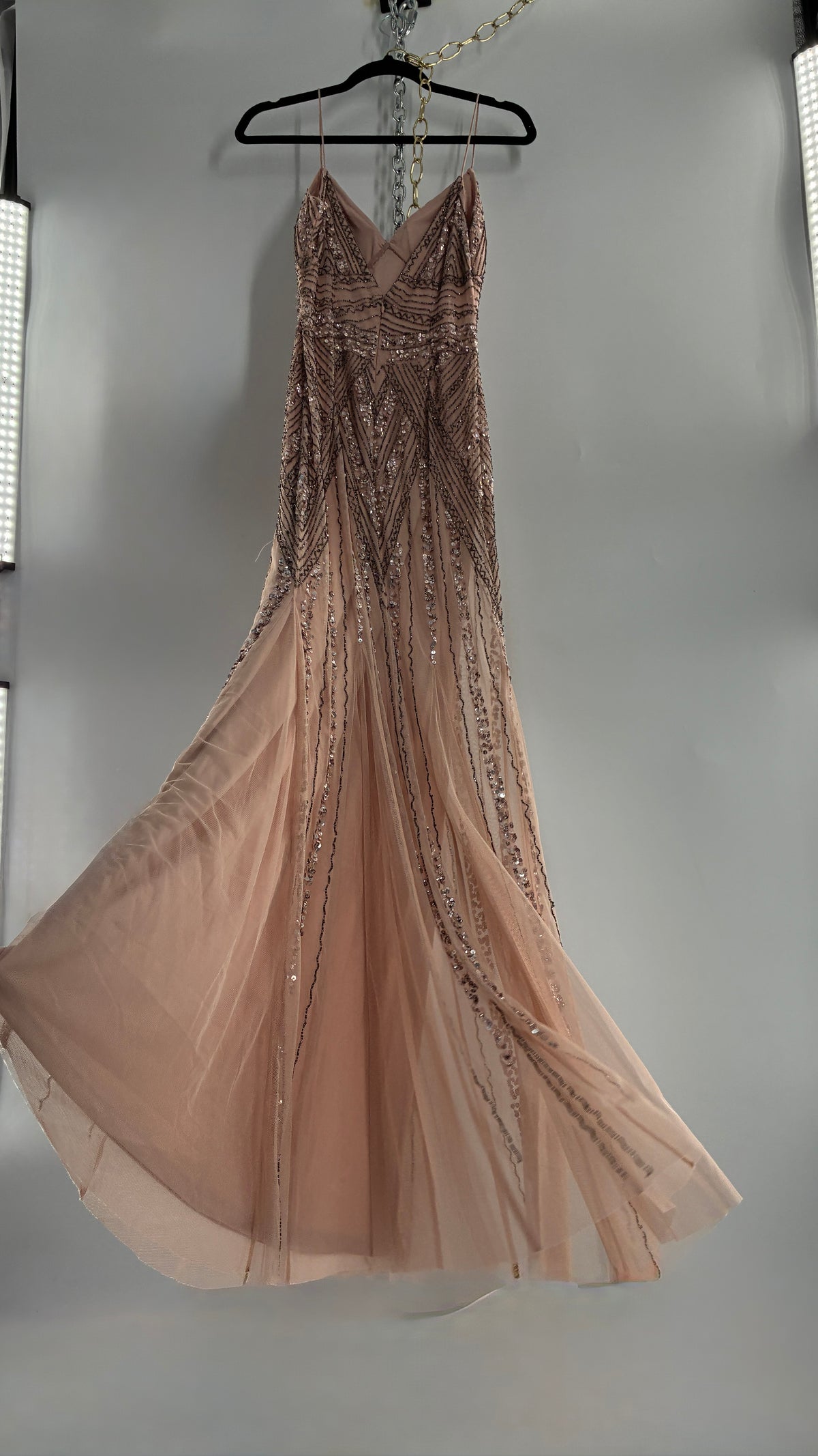 Vintage MARINA Dusty Pink Beaded Gown (2)