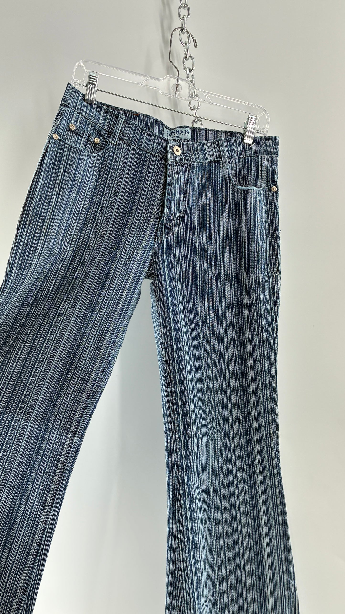 Deadstock Vintage SUSHAN Striped Denim Kickflares (XL)