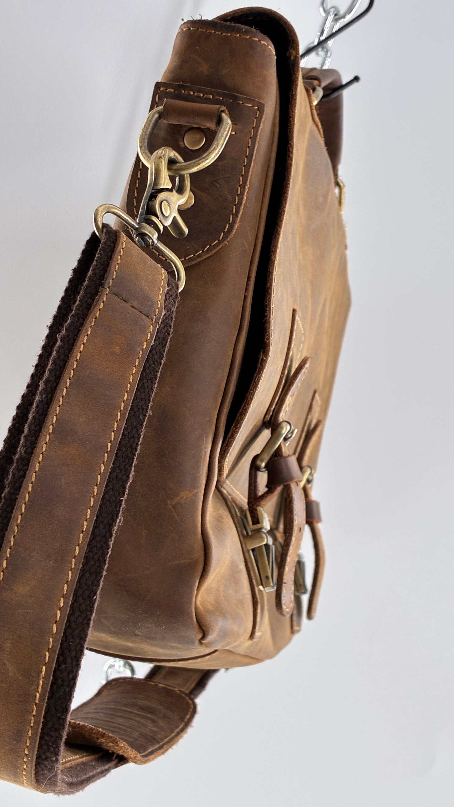 KATTEE Heavy Duty, Thick Genuine Leather Briefcase School Satchel Messenger Bag