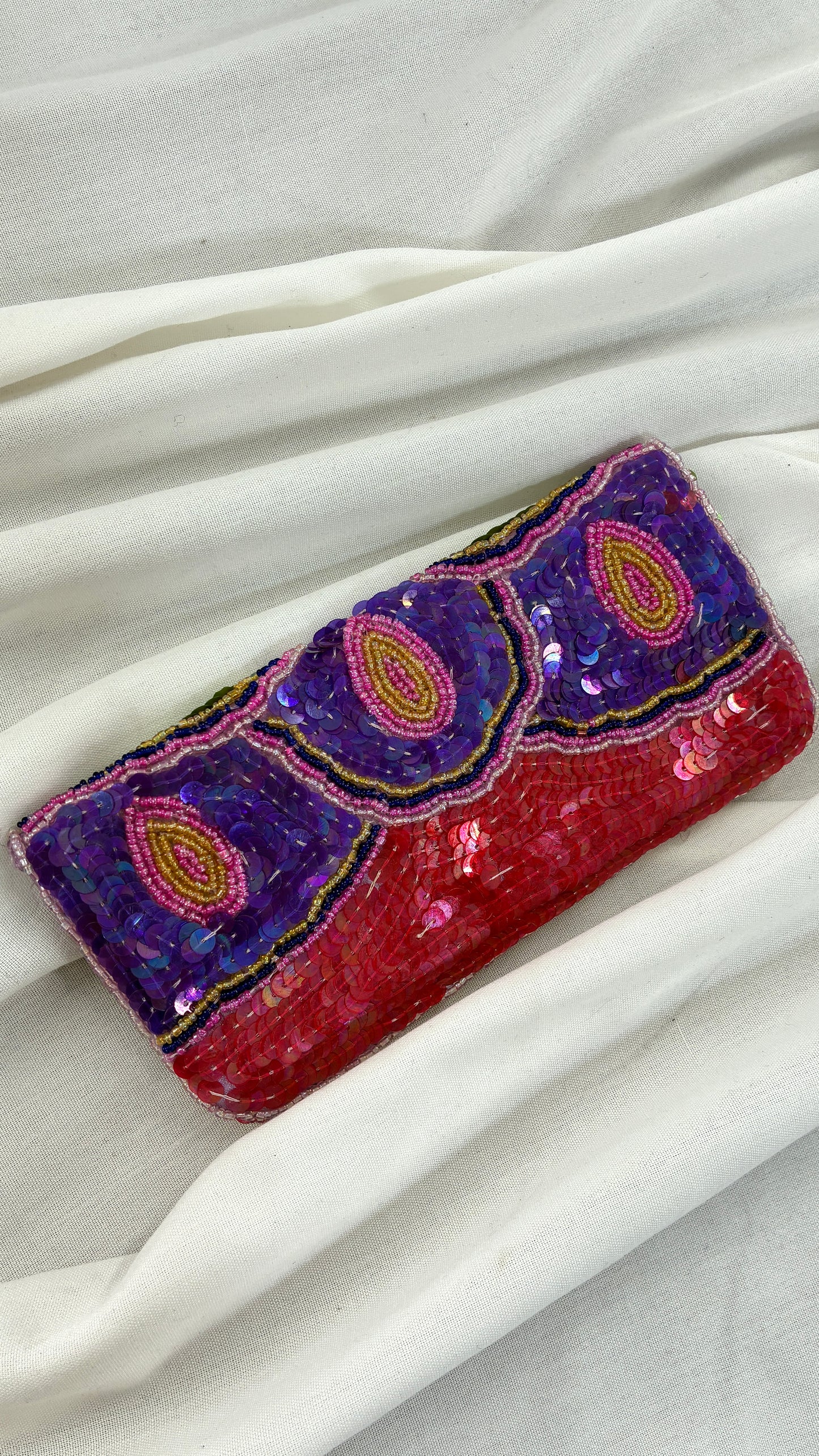 Vintage K.C MALHAN Sequin Beaded Clutch Wallet