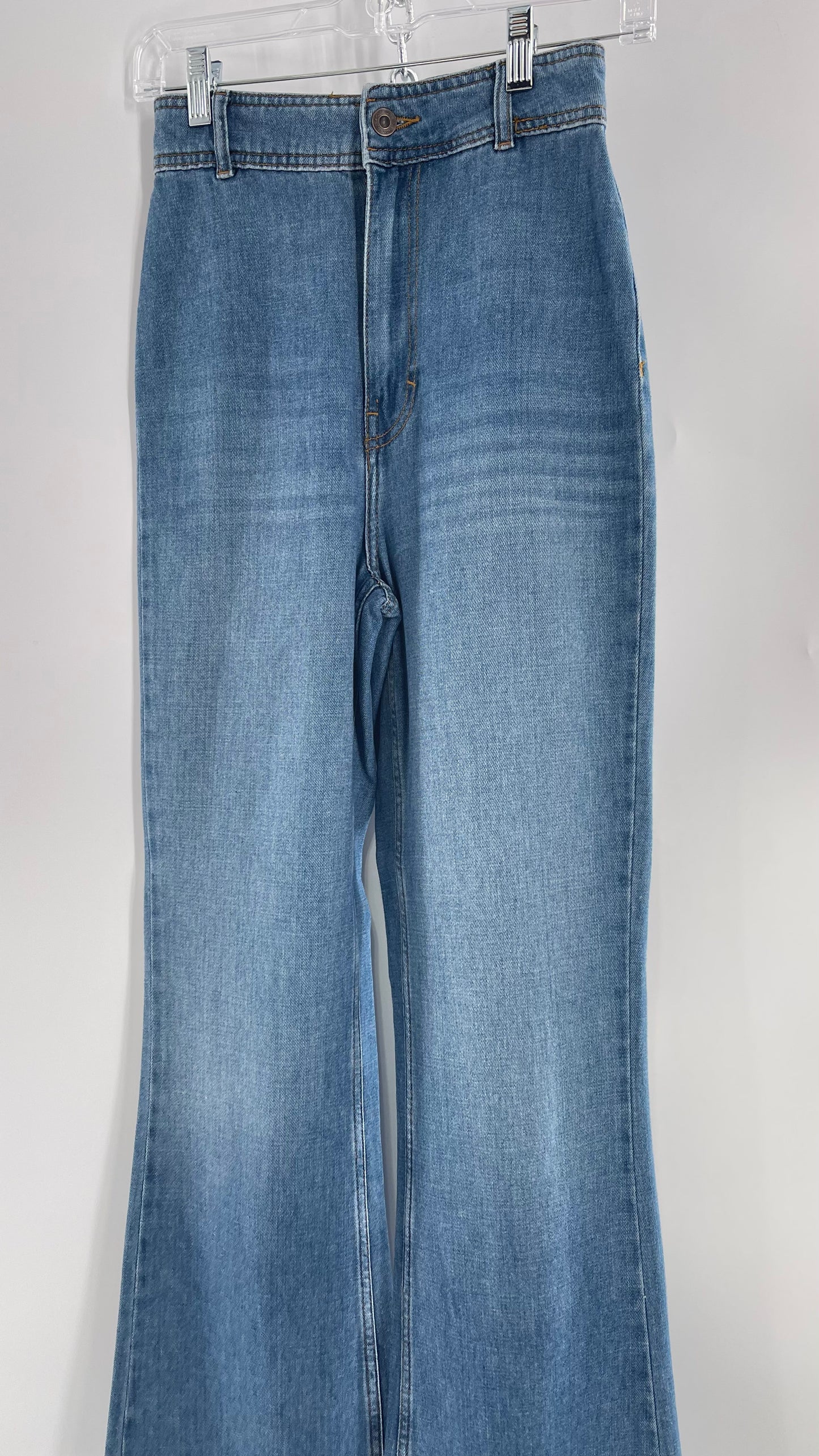 Free People Light Wash High Waisted Wide Leg Jeans (25)