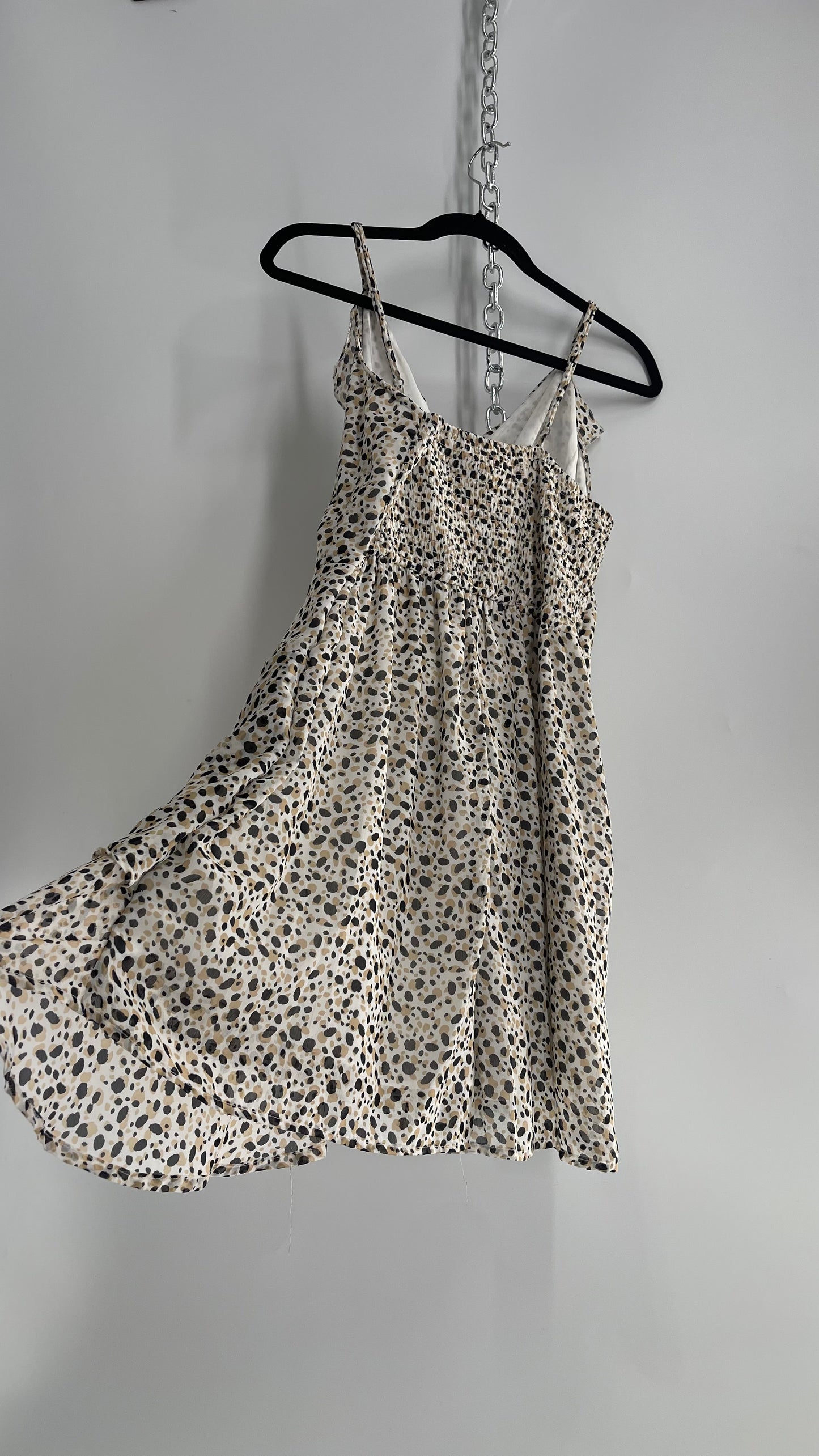 Cheetah Printed Dress with Asymmetric Ruffled Hem(XL)