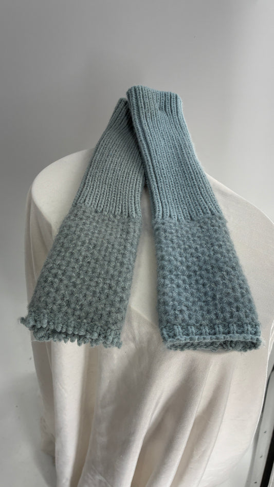 Free People Distressed Grey Blue Distressed Knit Fingerless Arm Warmer Gloves