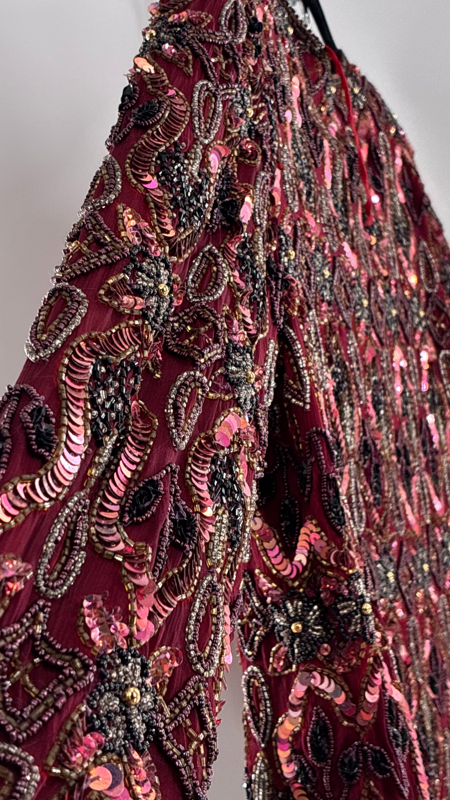 Vintage Beaded STENAY Burgundy Maroon Jacket (Medium)