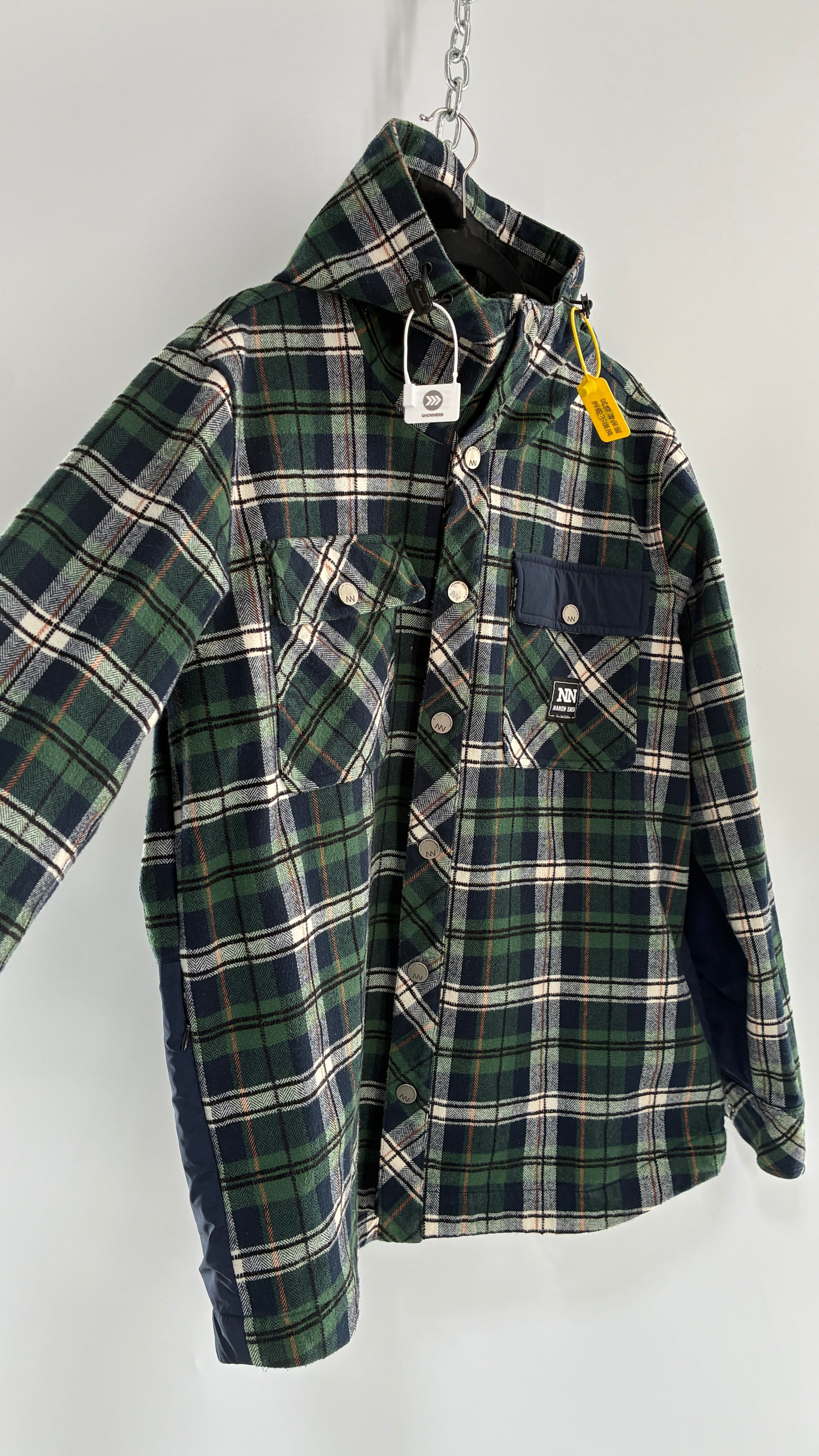 KOREAN Nandn Snow Men’s Snowboarding Flannel Hooded Jacket (Medium)