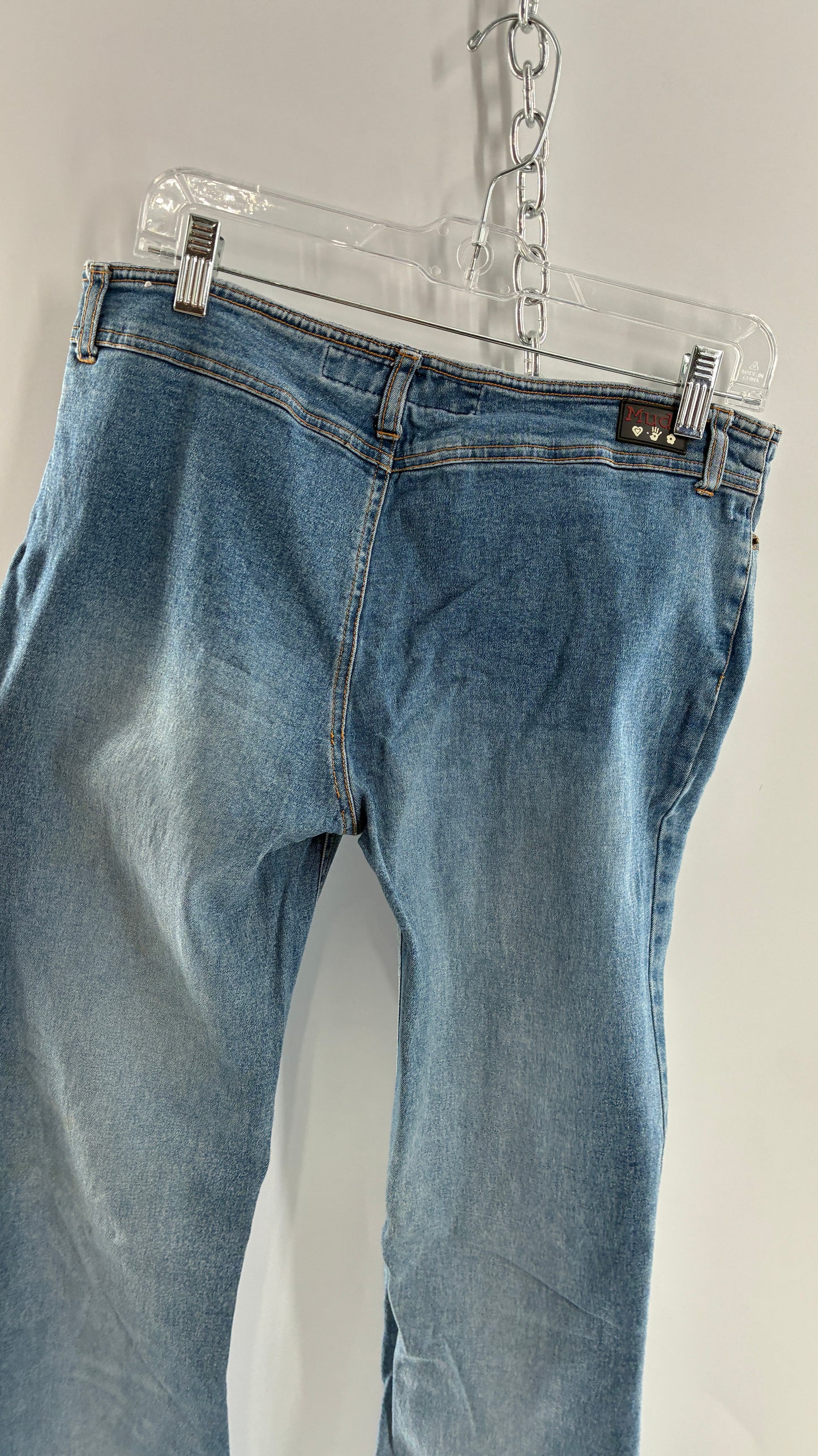 Vintage MUDD Light Wash, Low Rise Jeans with Grommet Waistband and Embroidered Florals (11)