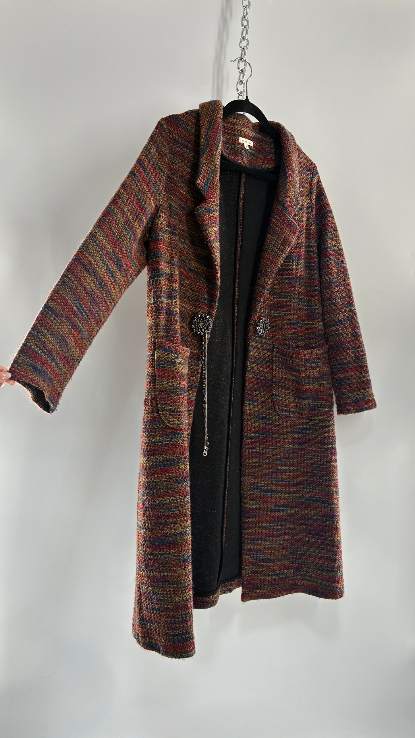 EN CRÈME Full Length Knit Overcoat (Large)