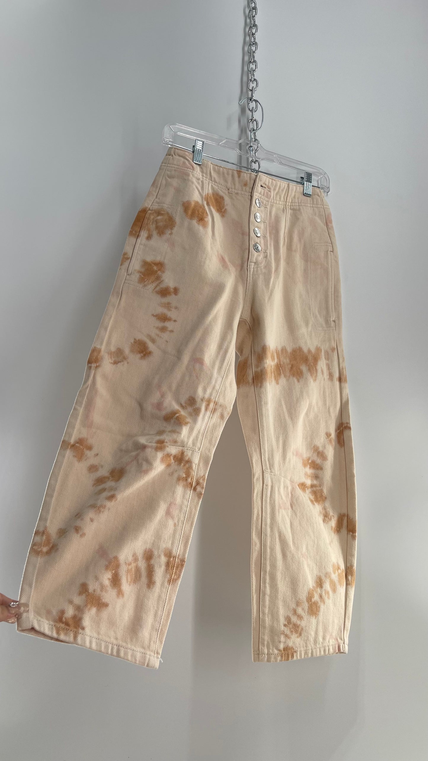 Free People Osaka Beige Carpenter Pant with Sunburst Tie Dye (24)