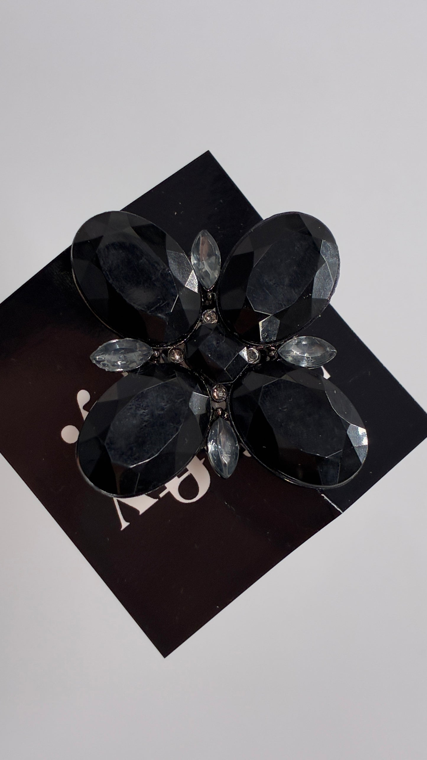 Vintage Black Oversized Jewels Pin Brooch