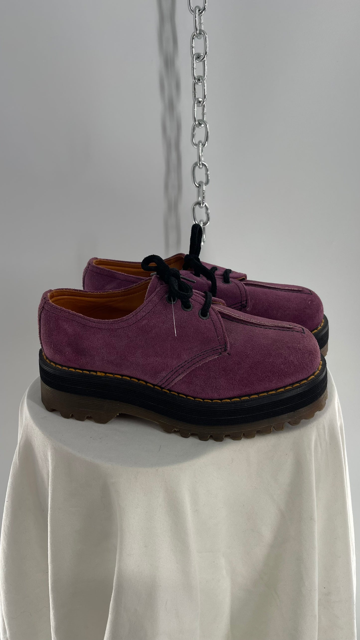 SUPER RARE Vintage Dr. Martens Platform Purple/Mauve Suede Leather Oxfords (3)