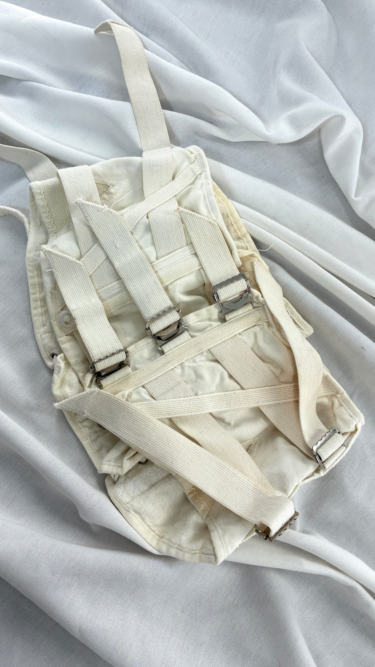 Vintage 1950s White Girdle Corset Brace Belt with Straps (Small)
