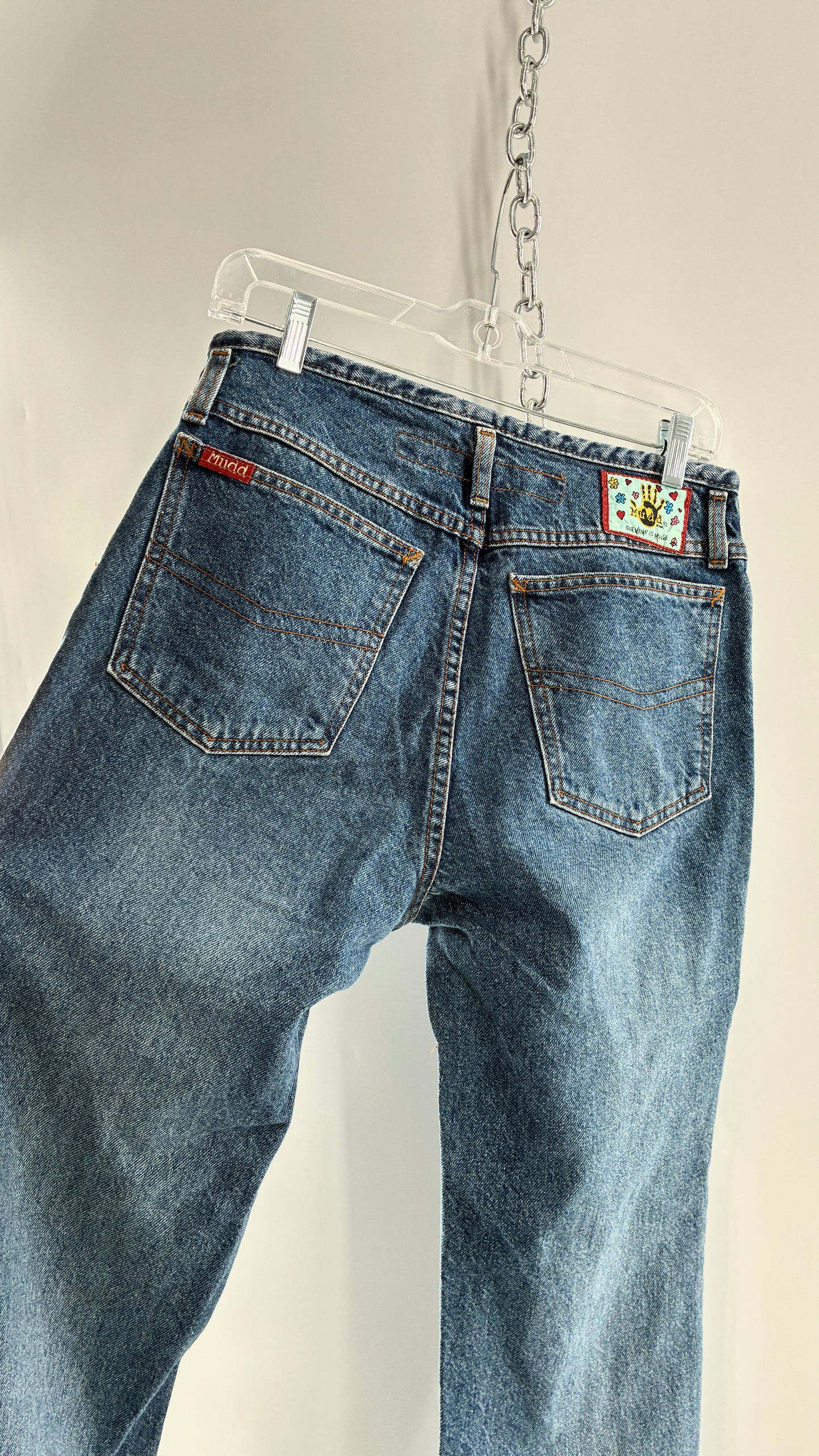 Vintage 1980s MUDD Flared Button Front Jeans with Colorful Jacron (9)