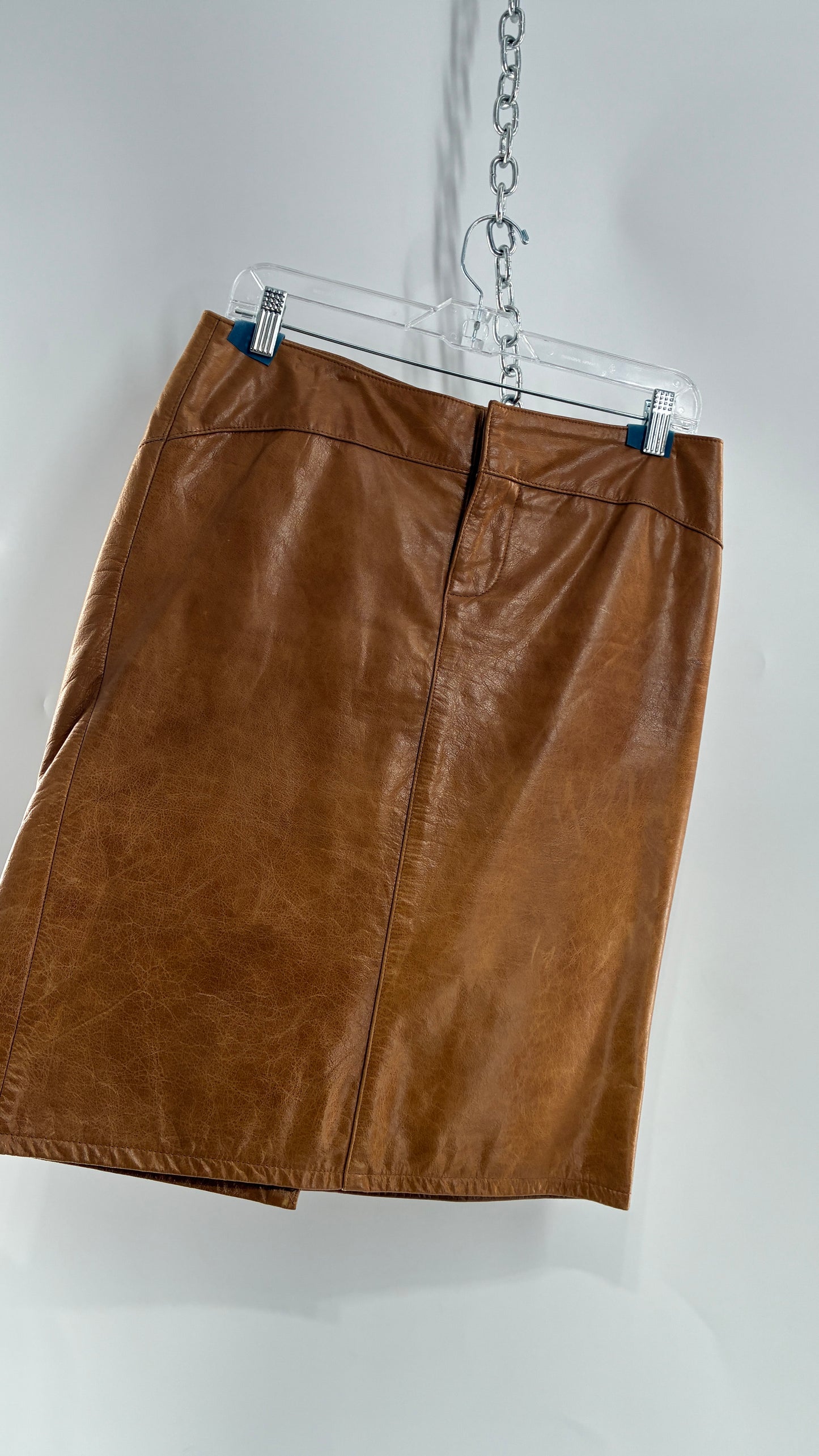 Vintage GAP Camel Leather Hip Skirt with Hip Detail (6)