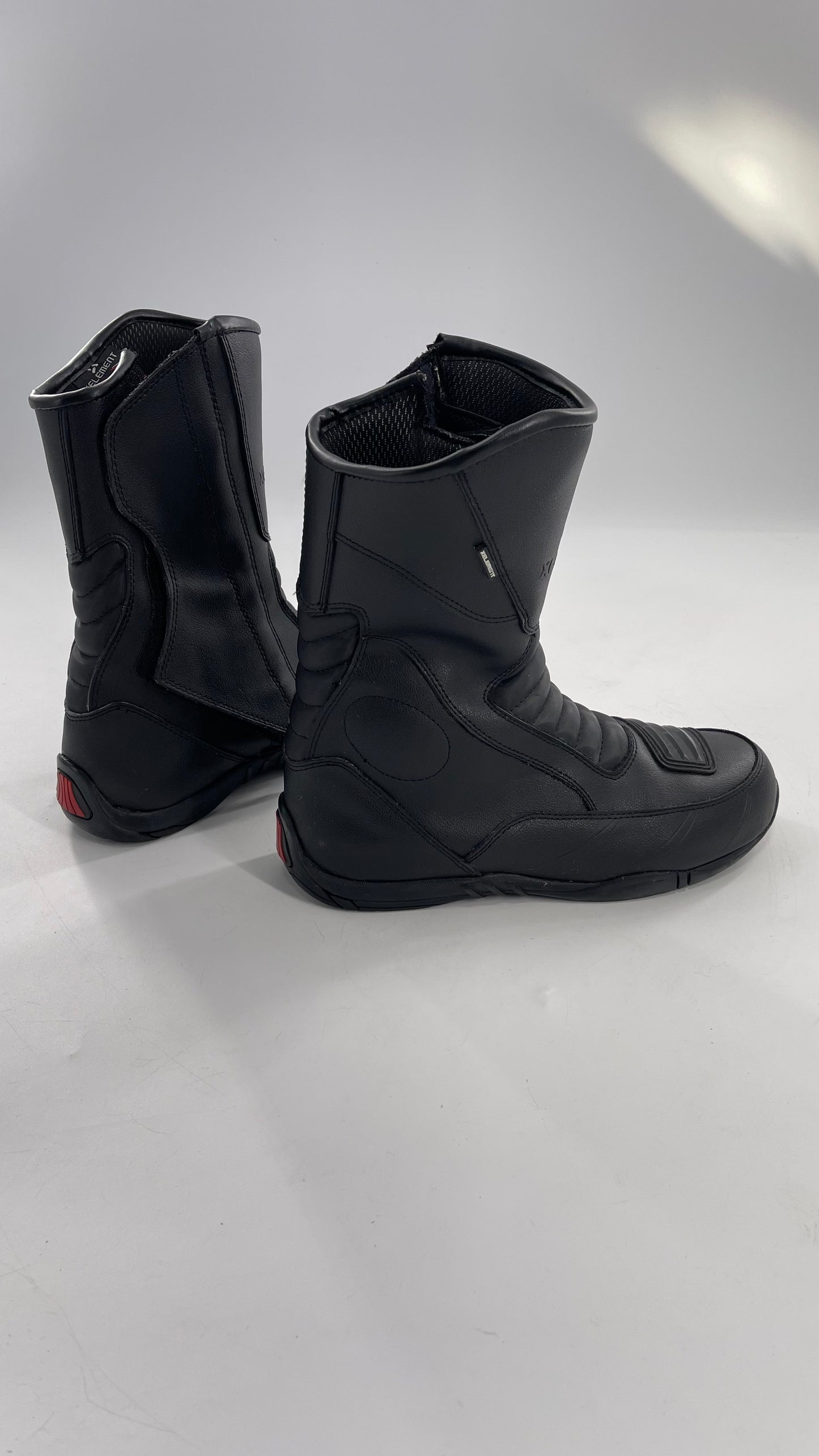 XELEMENT Black Leather Motorcycle Motocross Riding Boots (9.5)