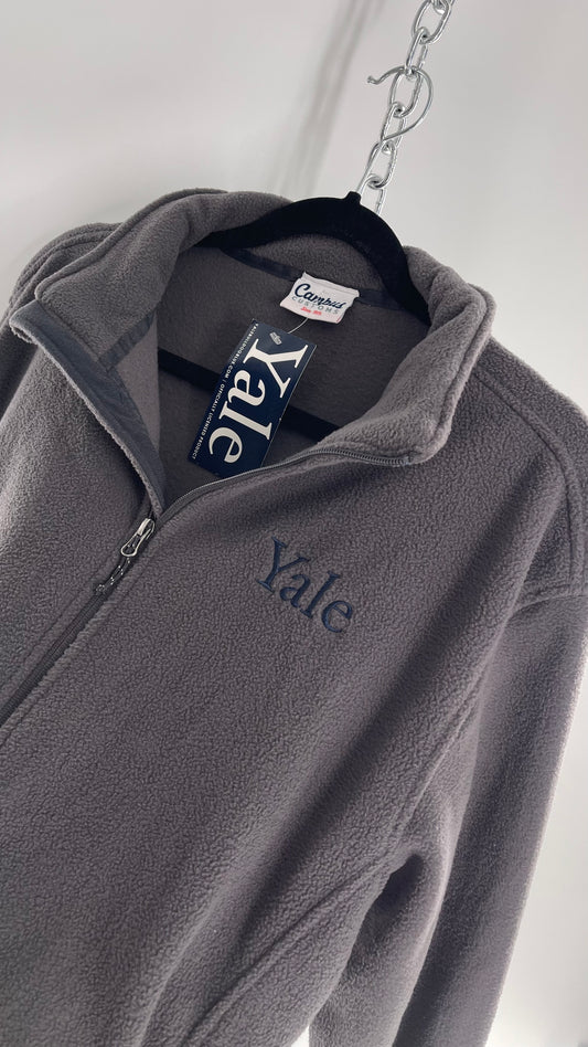 Vintage Deadstock Yale Embroidered Fleece Full Zip Sweater with Tags Attached (Large)