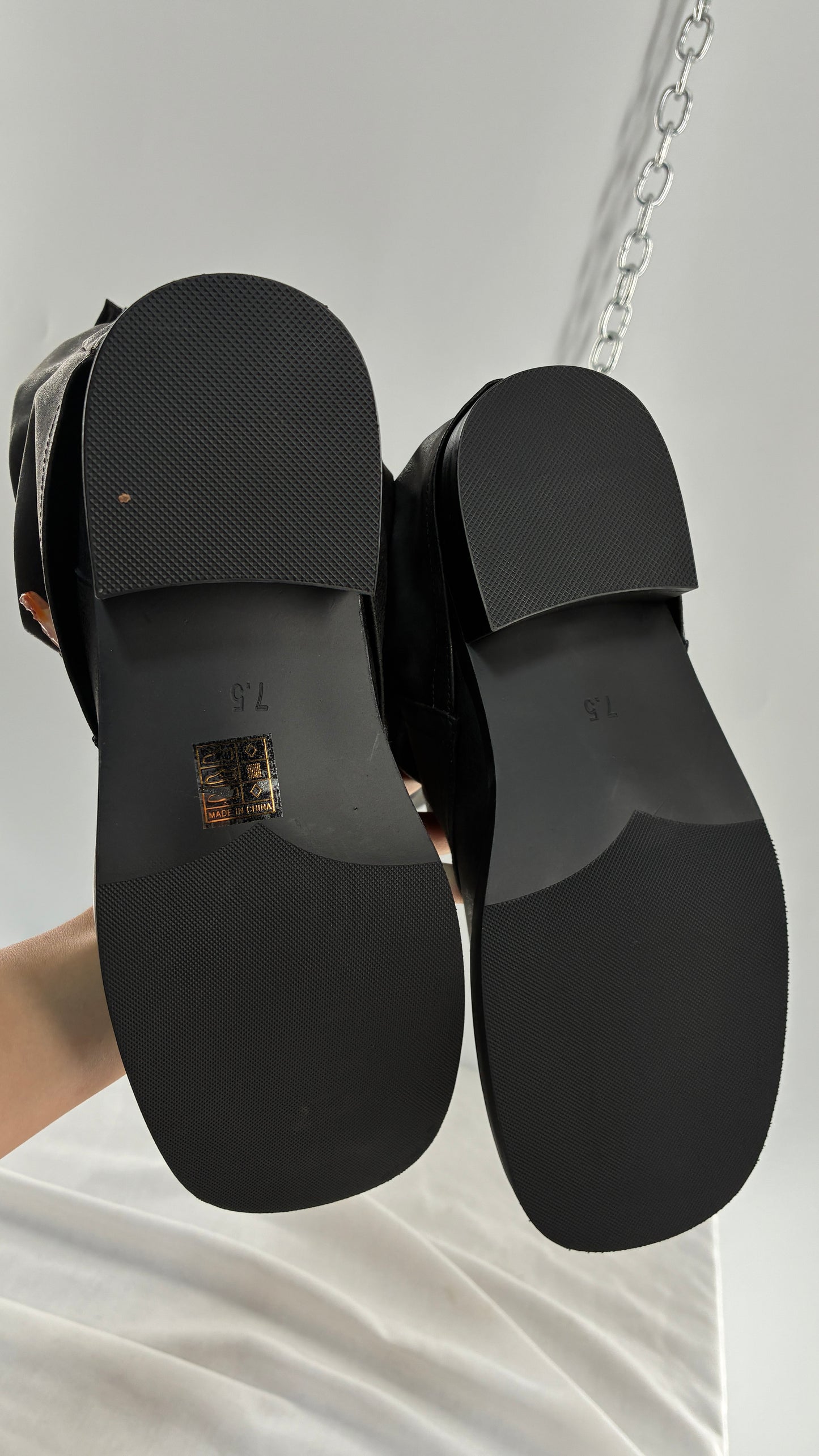 Square Toe Stacked Moto Boot (7.5)