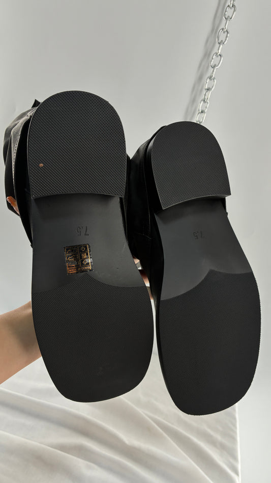 Square Toe Stacked Moto Boot (7.5)