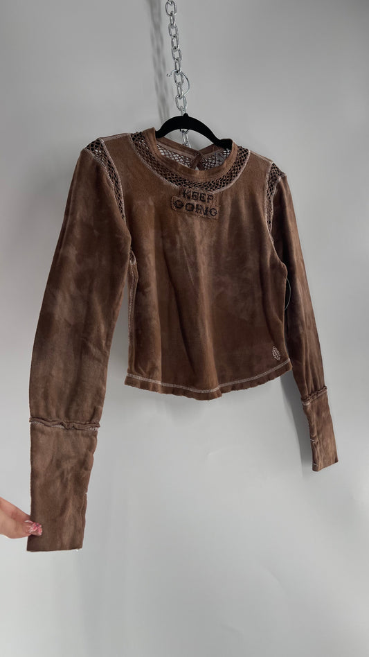 Free People Movement Distressed Keep Going Top with Mesh Details (Small