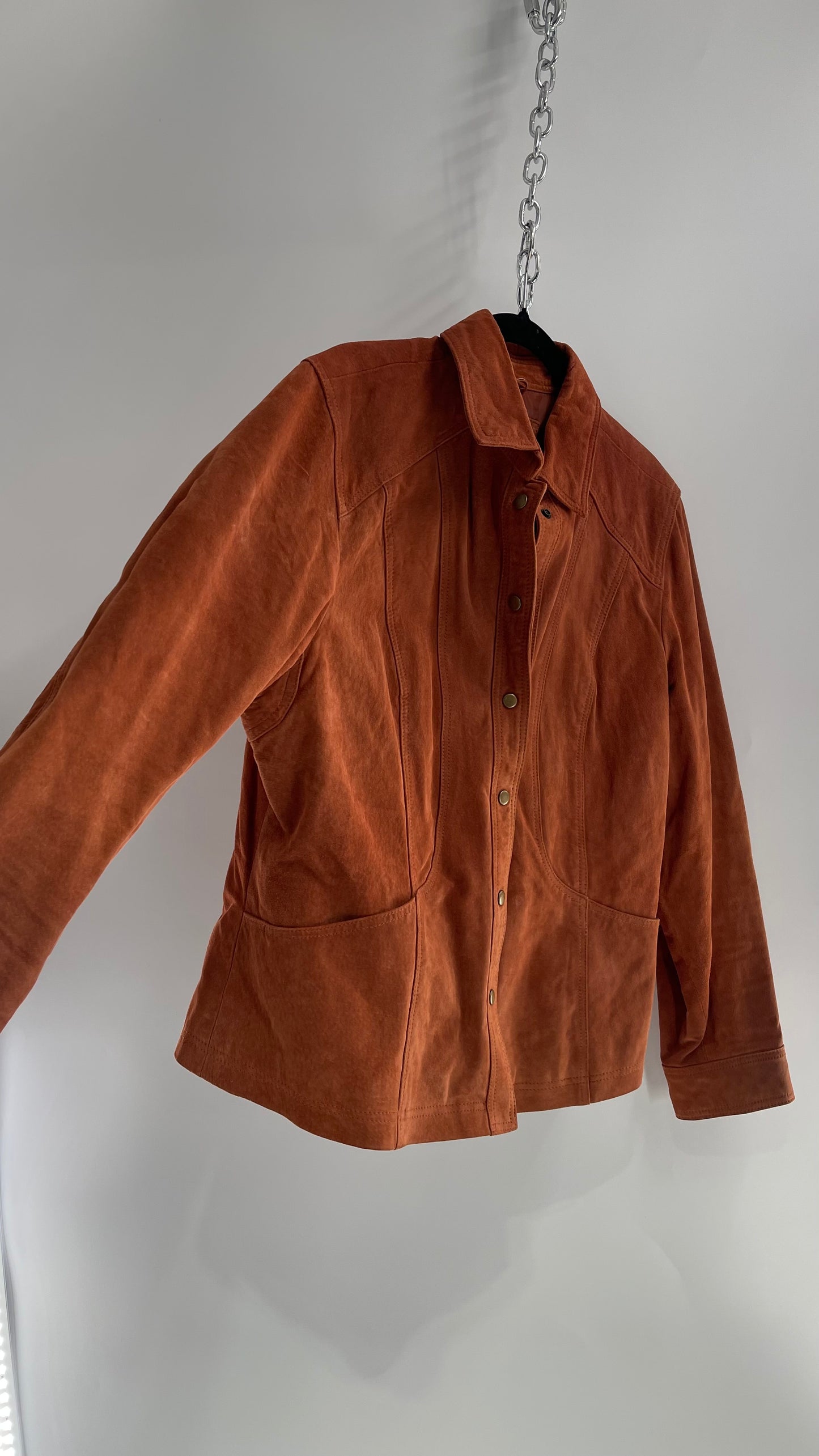 Vintage Burnt Orange Suede Leather Jacket (XL)