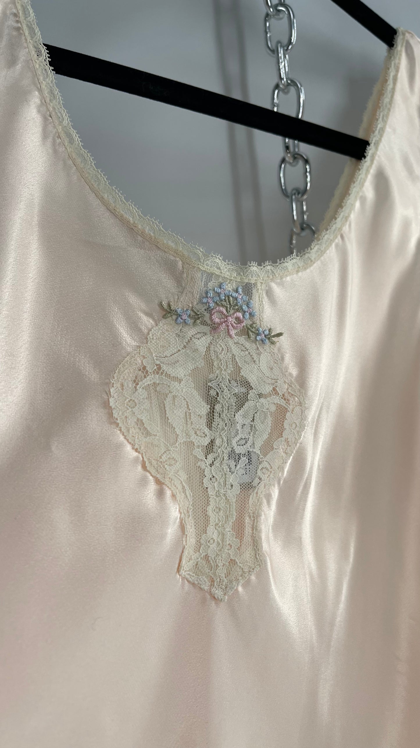 Vintage Amoretta Baby Pink Lace Trim Camisole (Medium)