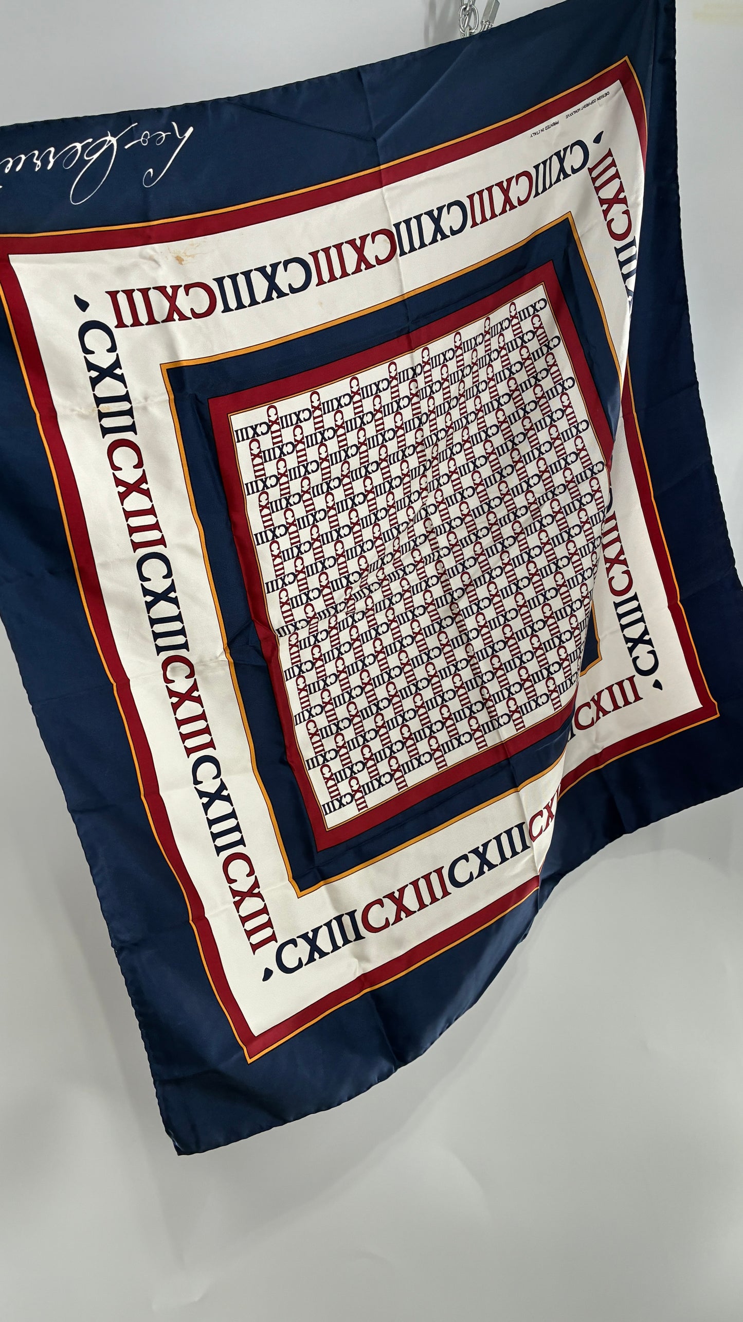 Vintage LEO BERRCETI CXII 100% Silk Scarf Made in Italy