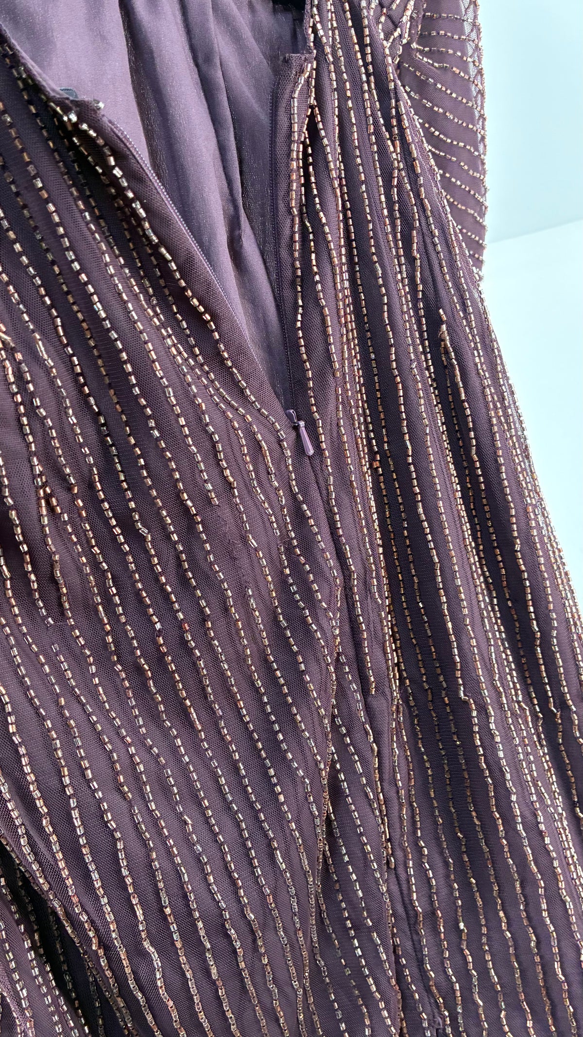 Vintage ASOS Beaded Plum Dress with Draping Open Back (6)
