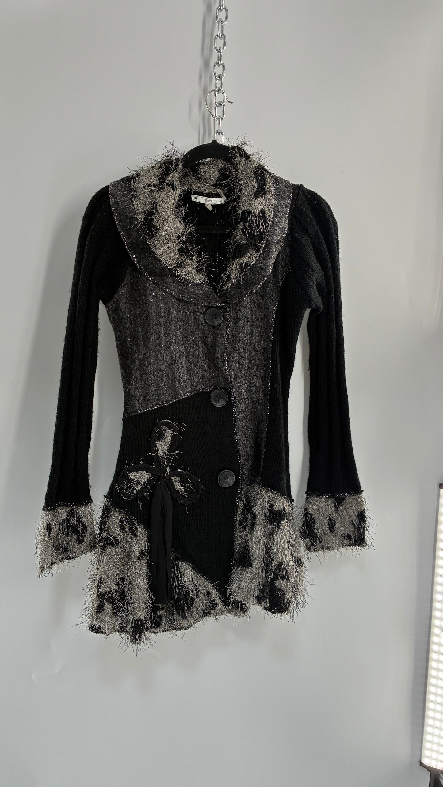 Vintage S|I|O|N|I Black, Grey Cardigan (Small)