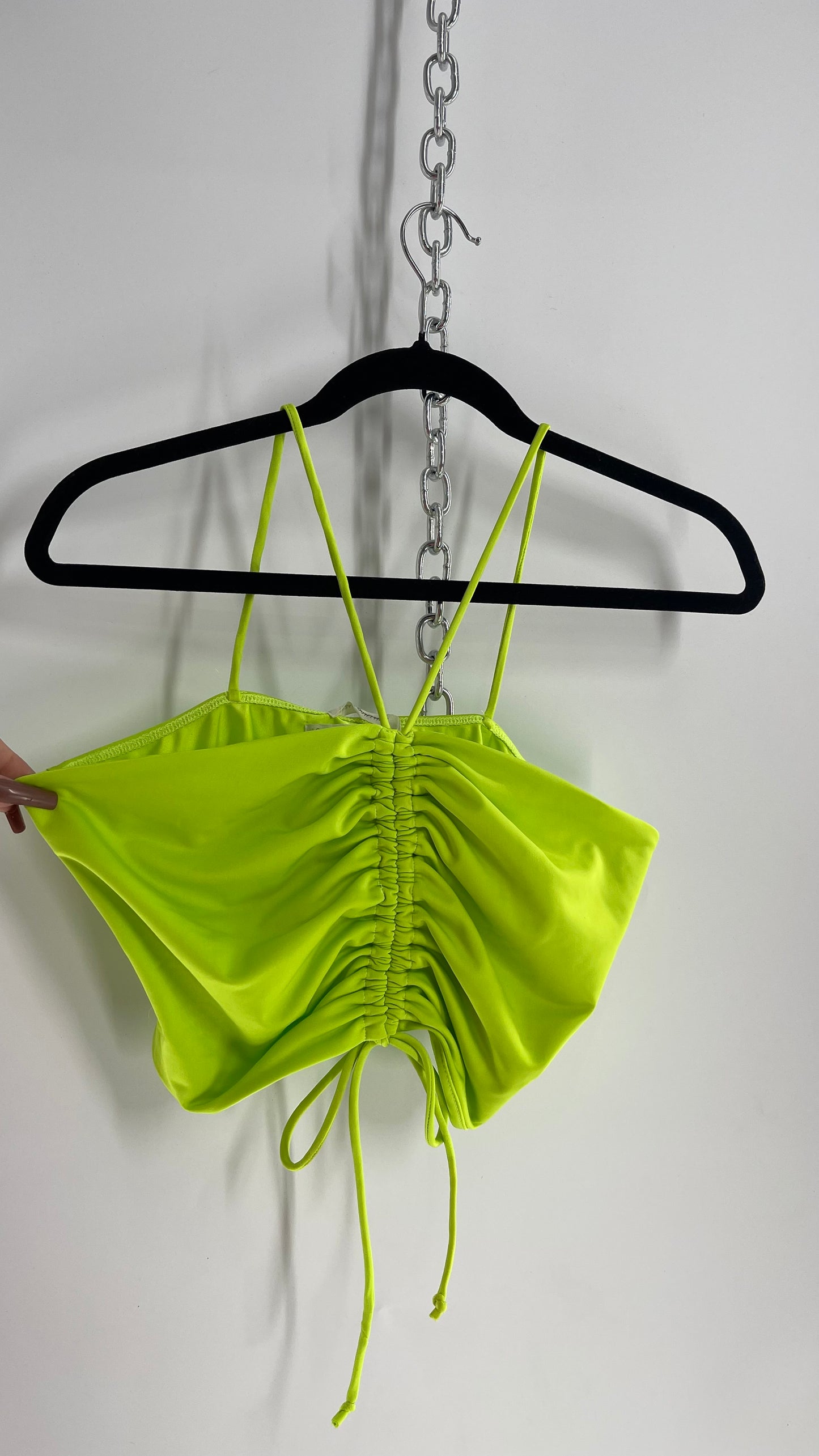 Urban Outfitters Lime Green Ruche Front Tank (Large)