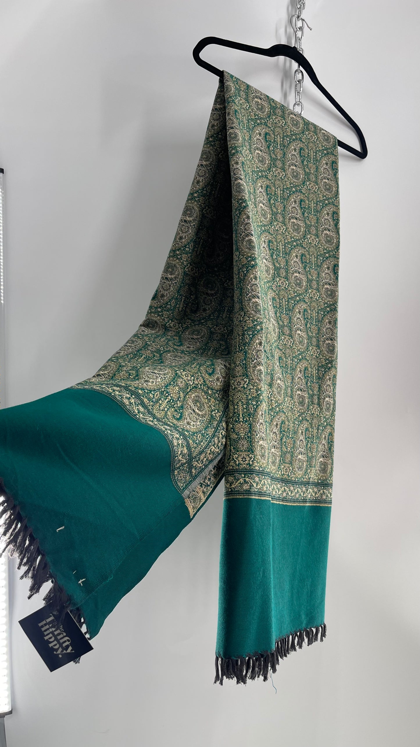 Vintage Huge Thick Pakistani Green Scarf