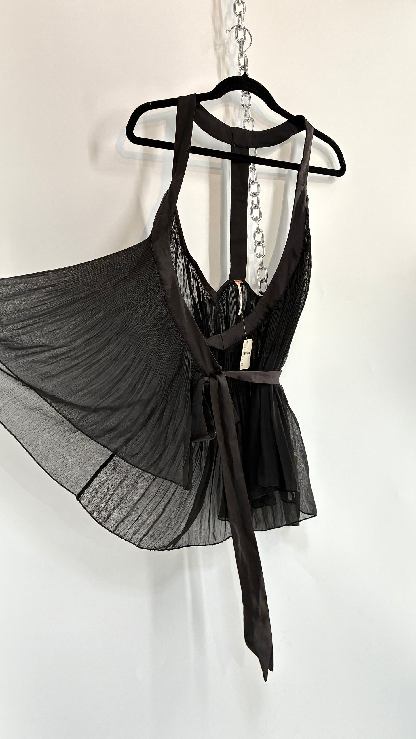 Intimately Free People Black Fluted Wrap Around Top (XS)