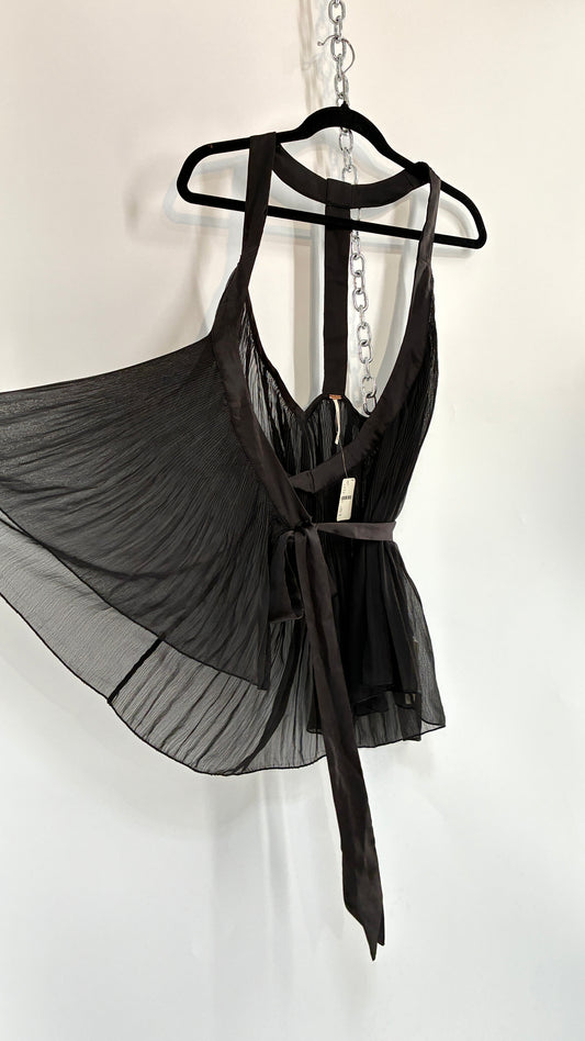 Intimately Free People Black Fluted Wrap Around Top (XS)