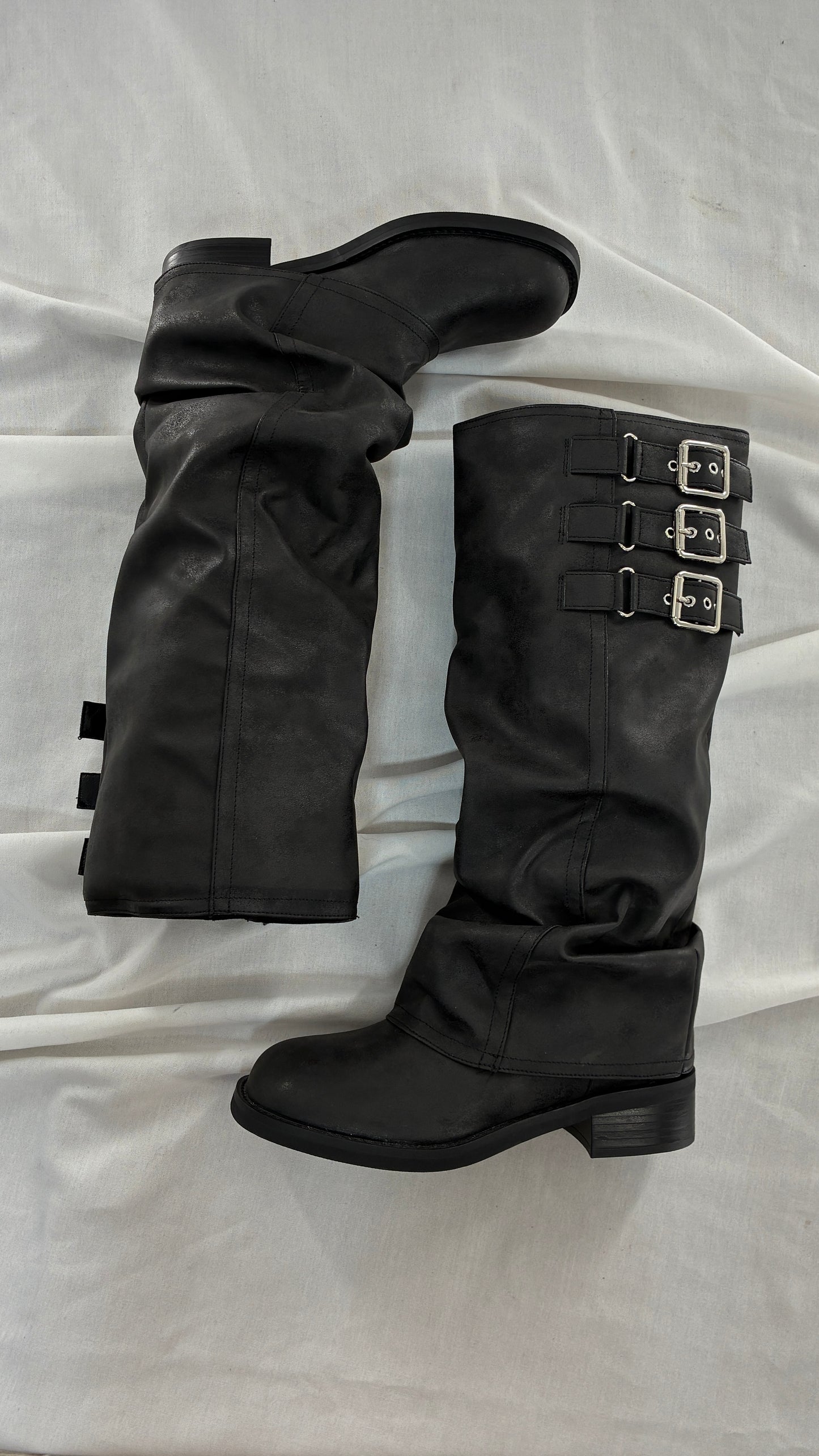 Square Toe Stacked Moto Boot (7.5)