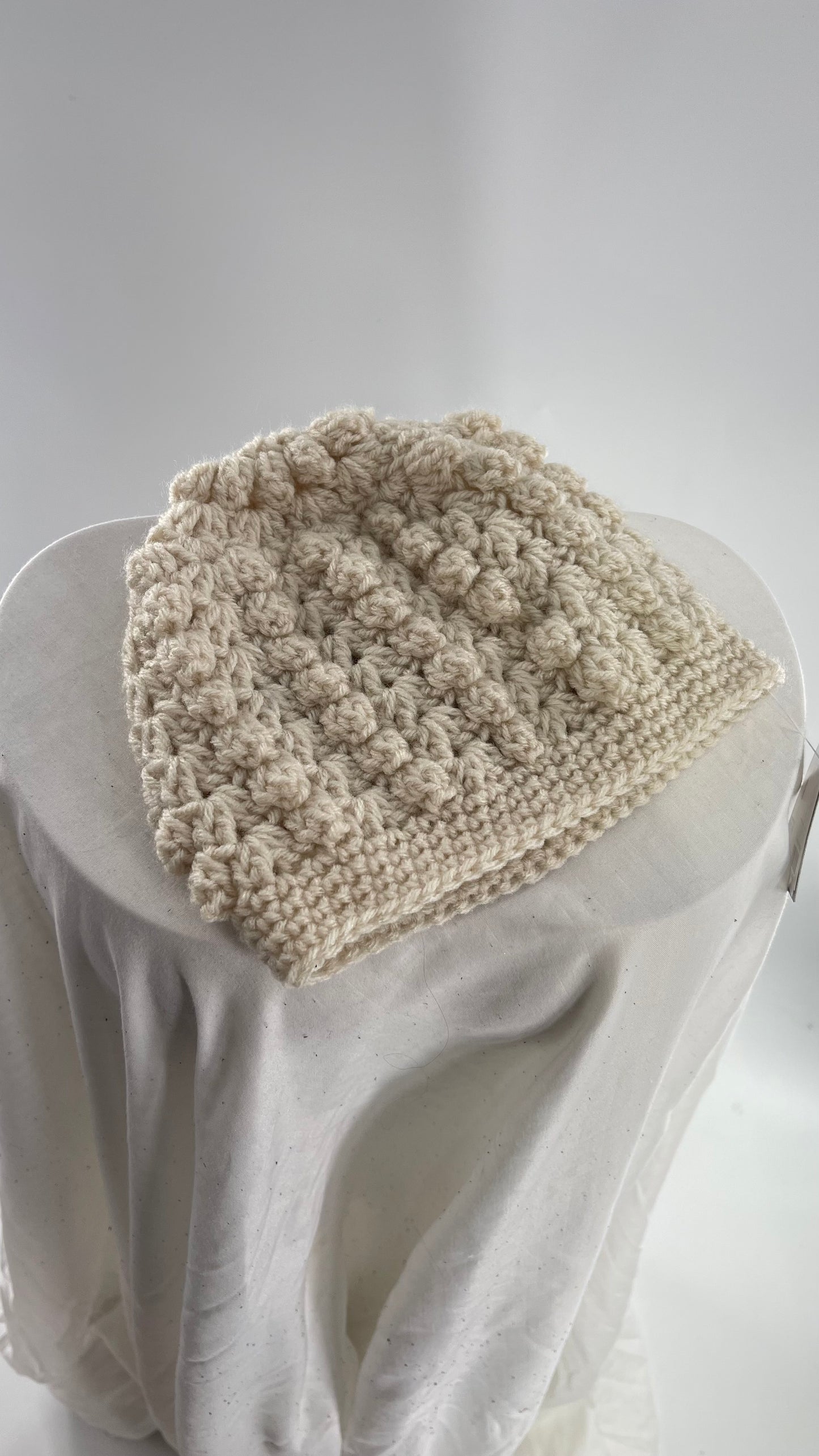 Hand knit Beige Vintage Beanie