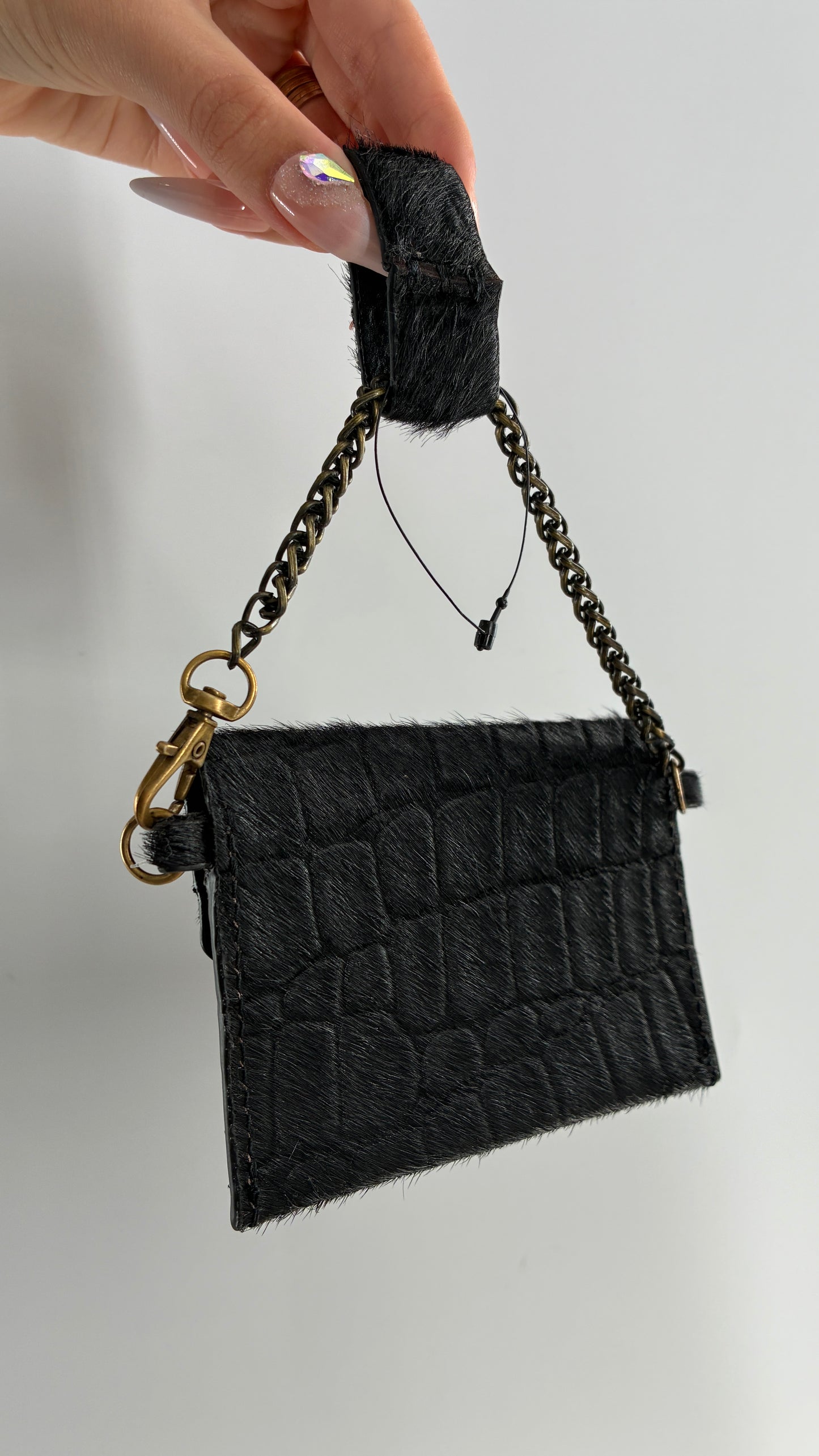 Free People Leather Belt Coin/Card Pouch with Brass Hardware