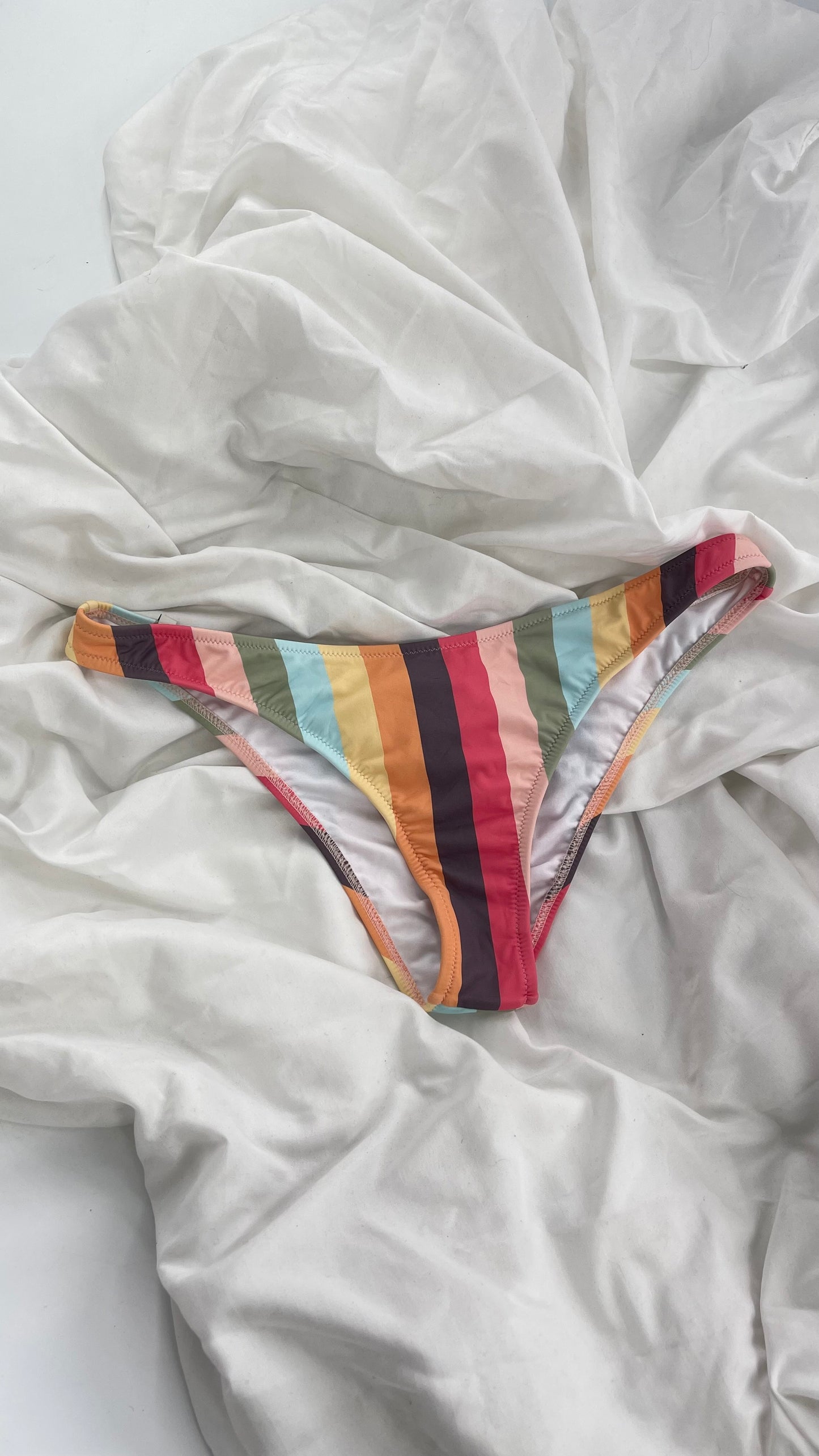 RHYTHM Colorful Striped Cheeky Swim Bottoms (XL)