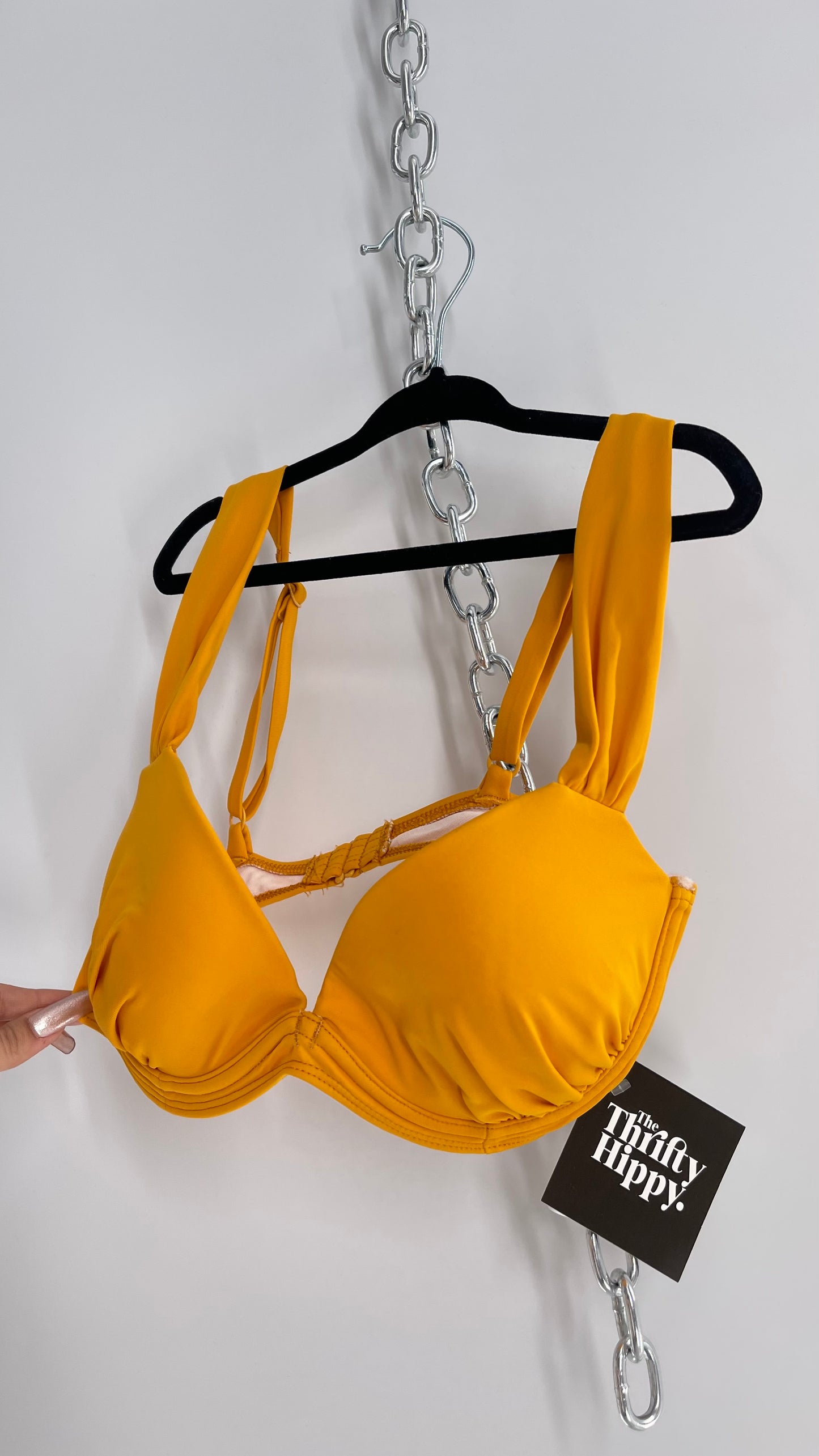 Out From Under Yellow Underwire Ruched Cup Pleated Strap (Small)
