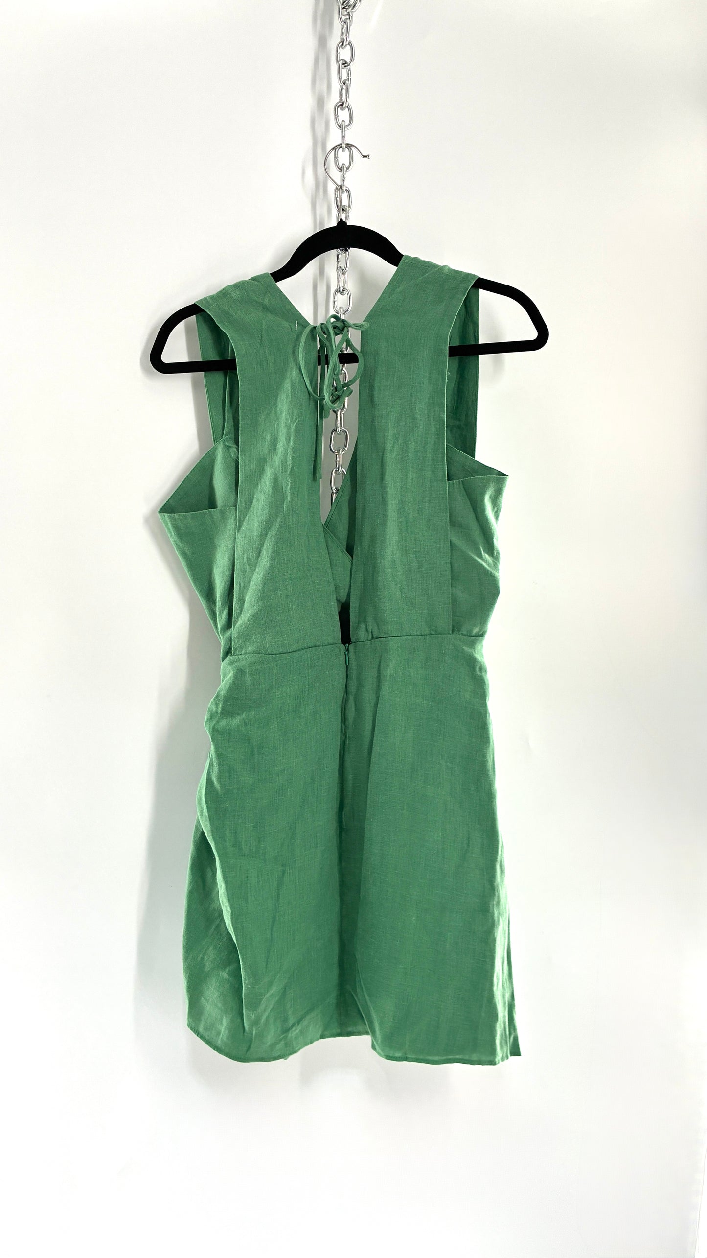 Pink Filosofy Masaru 100% Lino/Linen Green Tie Side Dress (Small)