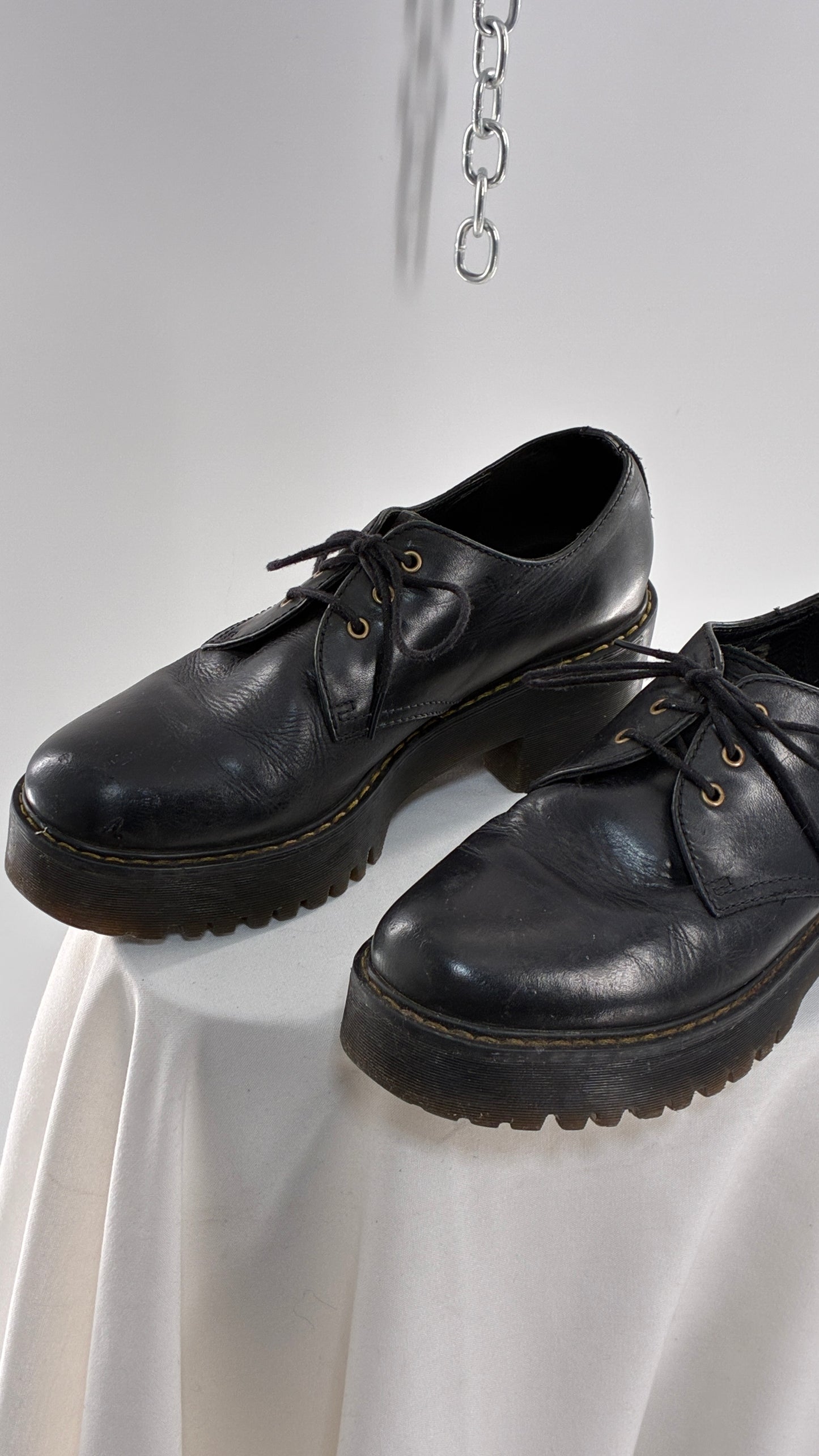 Vintage Doctor Martens Black Leather, Platform, Chunky Oxfords (9)