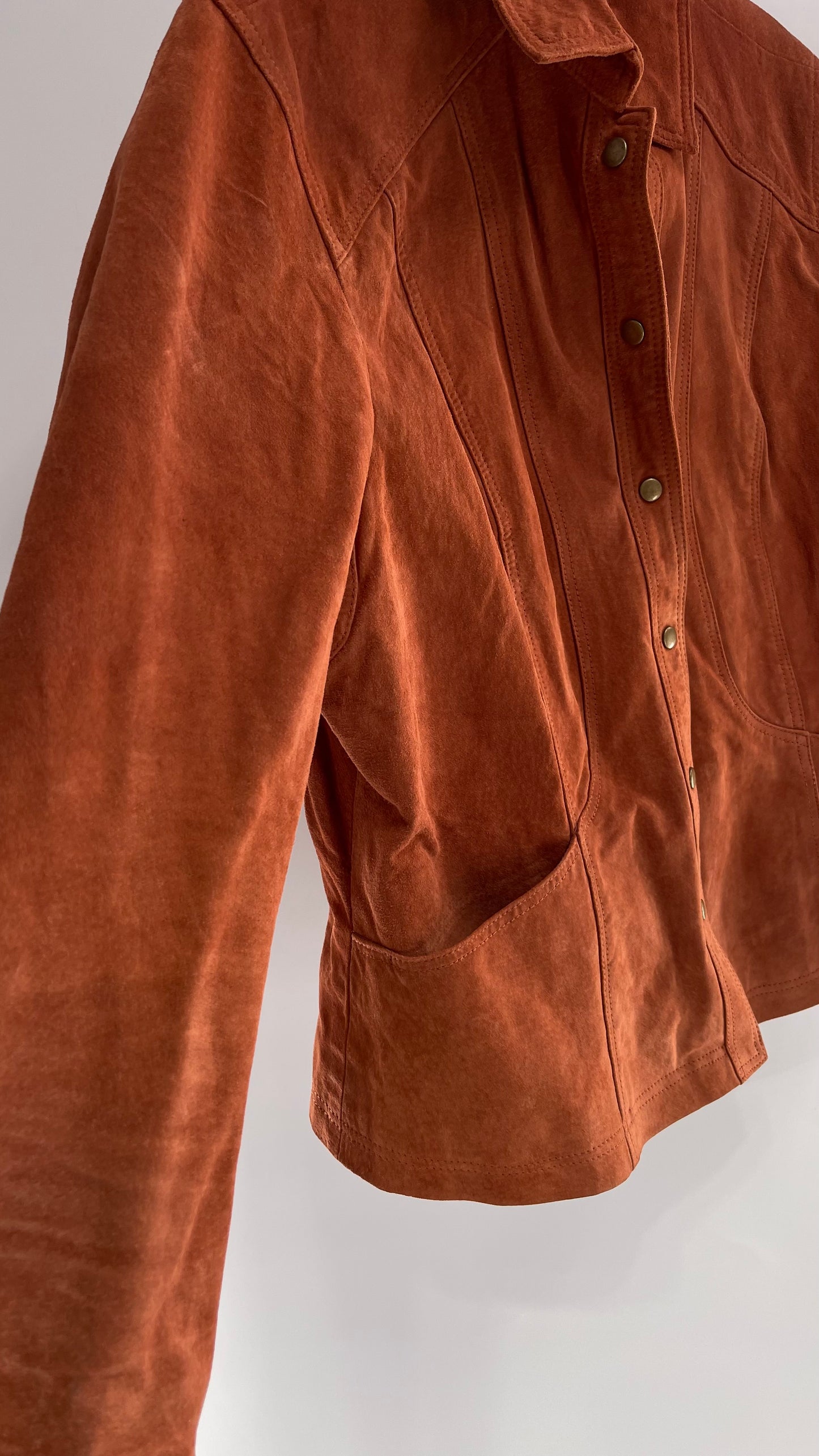 Vintage Burnt Orange Suede Leather Jacket (XL)