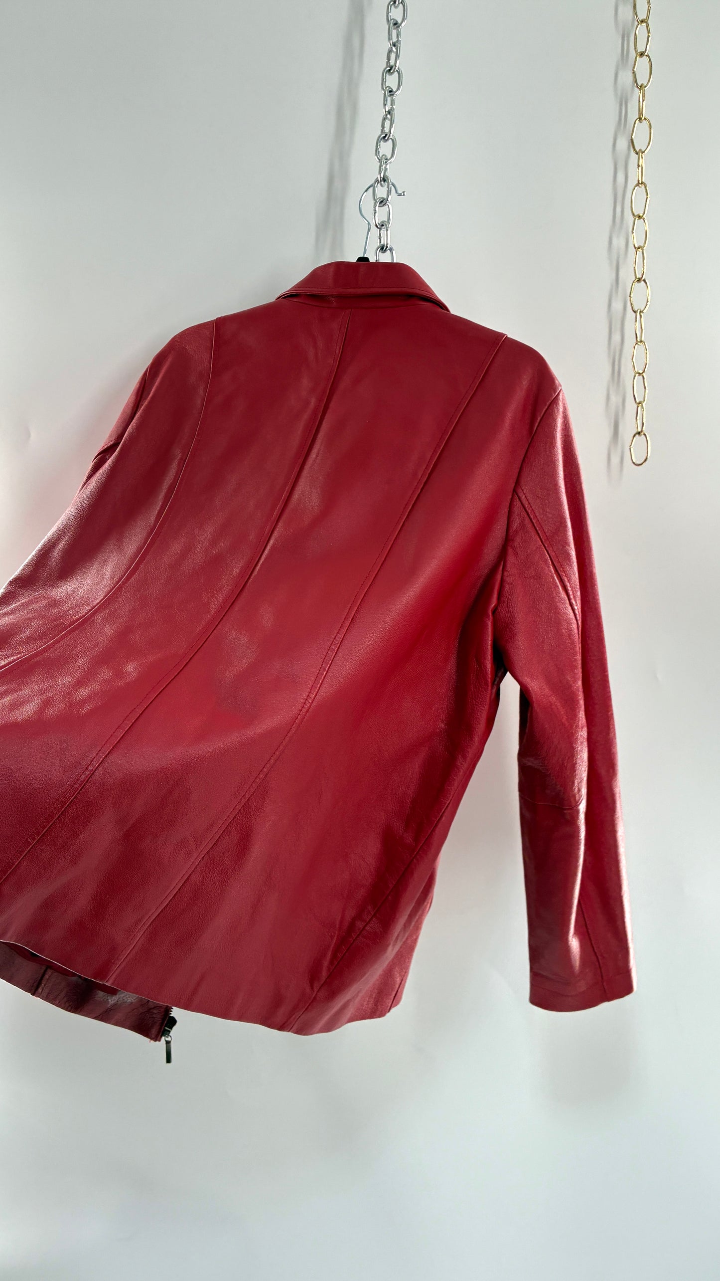 Vintage DIALOGUE Red Genuine Leather Jacket (XL/XXL)