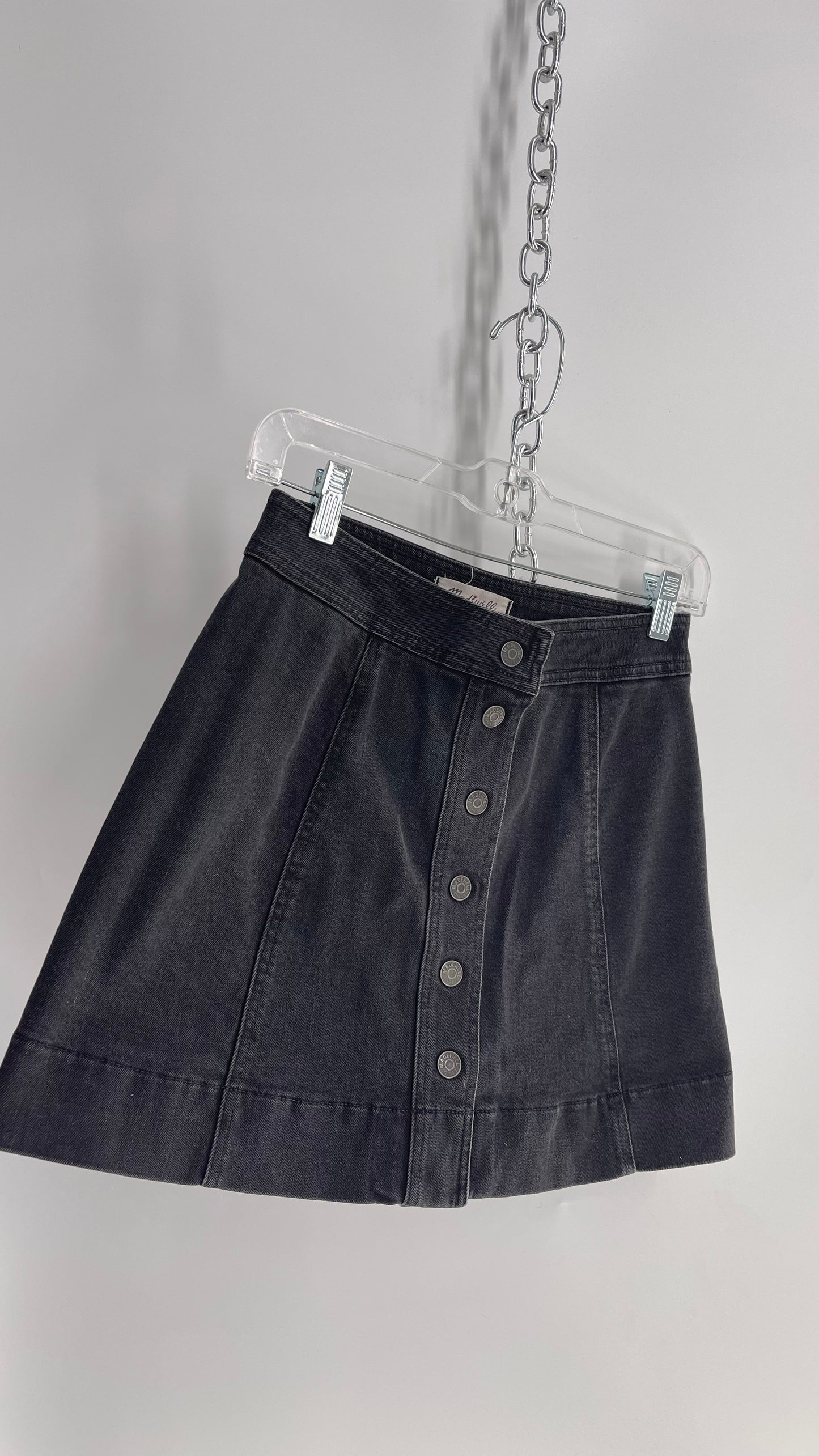 Madewell Grey/Black Denim Button Front Skirt (0)